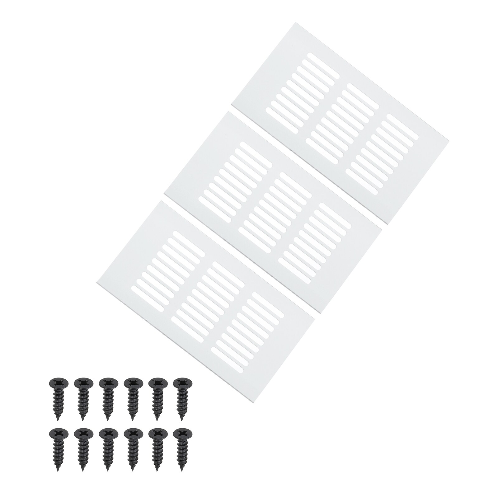 PATIKIL 6 x 3inch Door Air Vent Cover 3pcs Heavy Duty Aluminum Grille Ventilation Cover Louvered with Mounting Screws for Cabinet Wardrobe Door Silver
