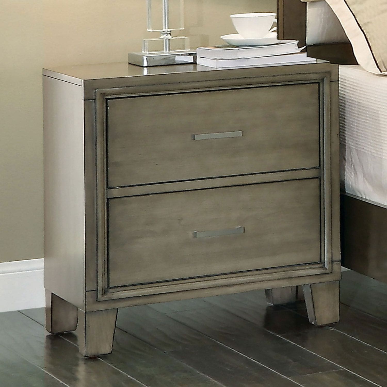 JASMODER B01181559 Gray Nightstand