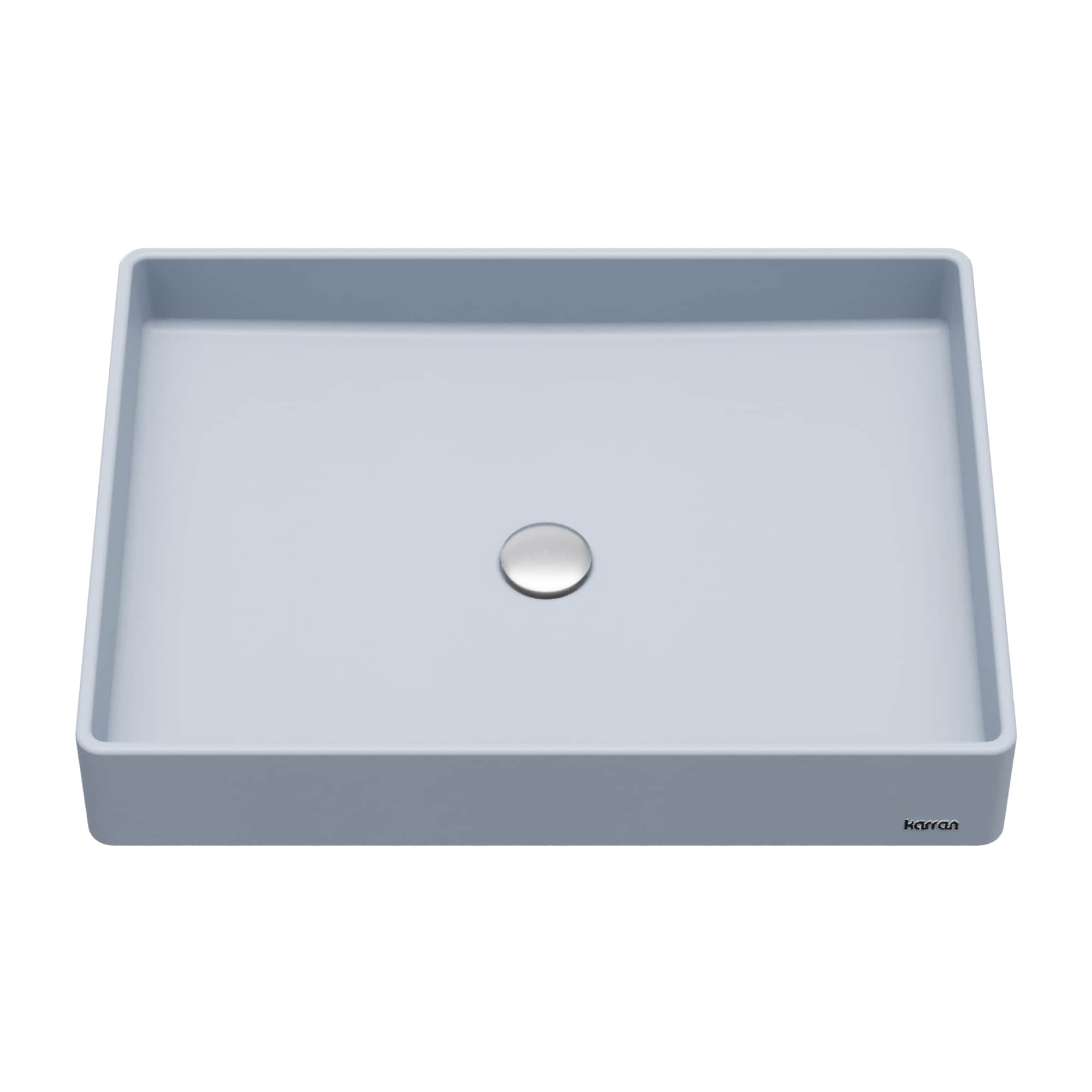 Karran SQS500IB Granite 17.75-in Vessel Rectangular Modern Ice Blue Bathroom Sink