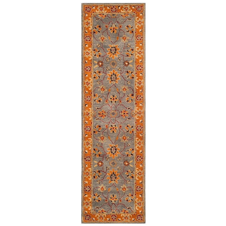 Safavieh Heritage Hugli 2 x 8 Blue/Orange Indoor Floral/Botanical Oriental Handcrafted Runner Safavieh Heritage Hugli 2 x 8 Blue/Orange Indoor Floral/Botanical Oriental Handcrafted Runner