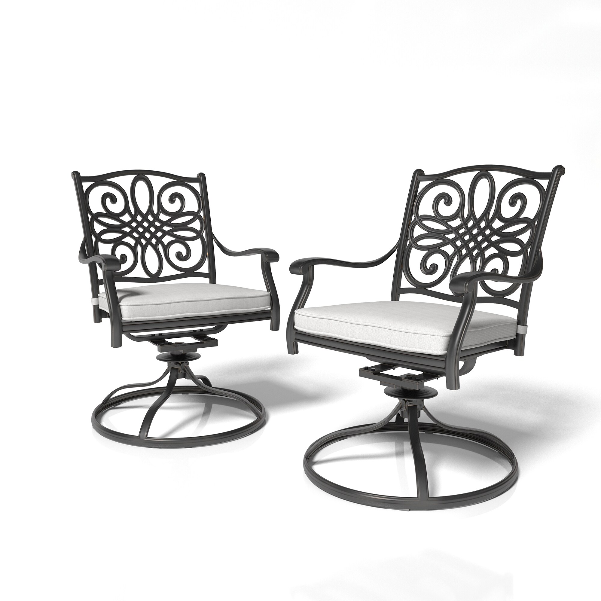 Mondawe 21OD011025OR Aluminum Set of 2 Bronze Aluminum Frame Swivel Dining Chair with Gray Cushioned Seat