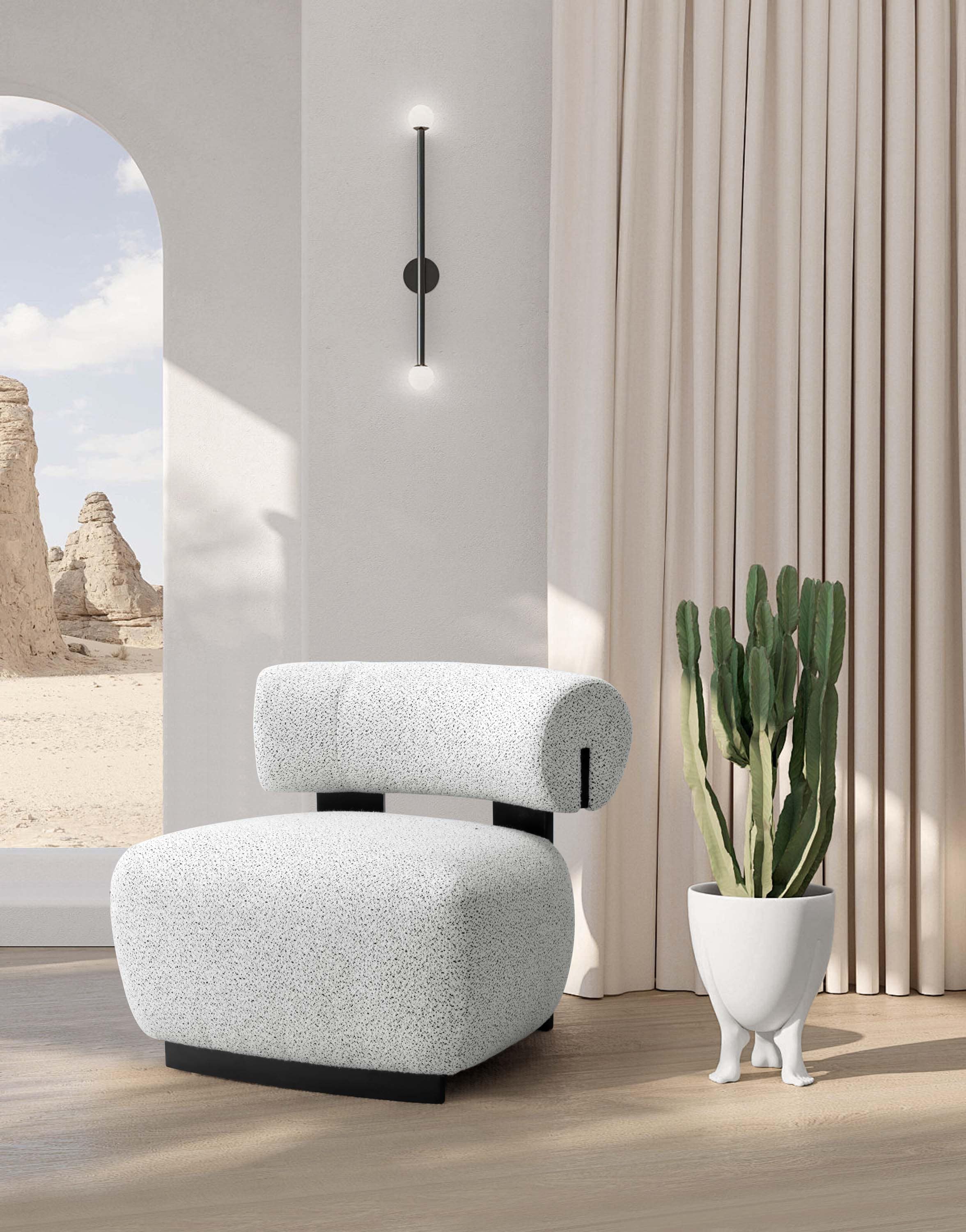 Manhattan Comfort AC017-IB Modern Ivory and Black Woven Accent Chair