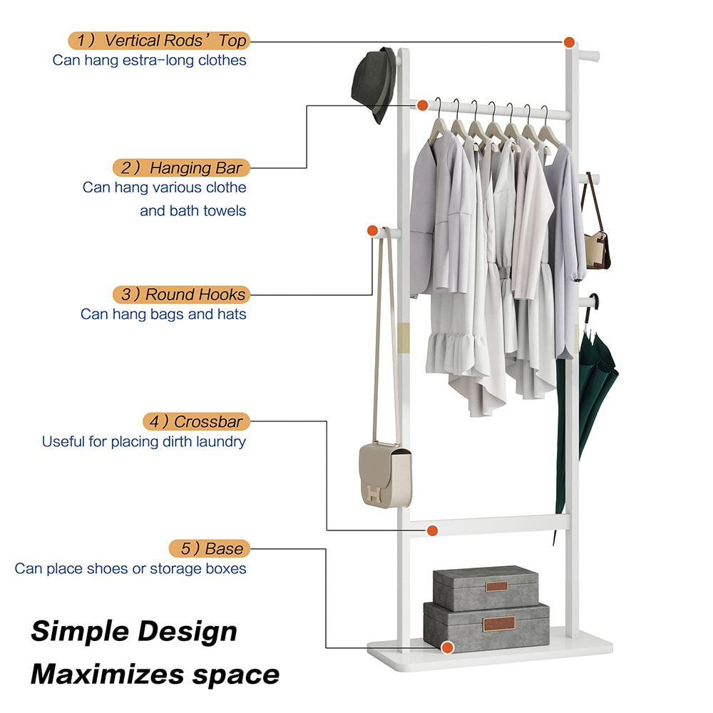 Watnature Solid Wood Coat Rack Easy Assembly 24x11x71 Bedroom Entryway ...