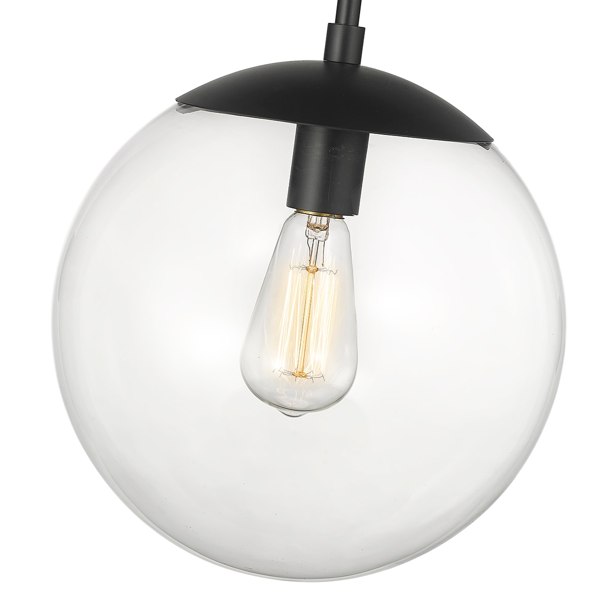 Avell Matte Black 11" Square Glass Pendant Light