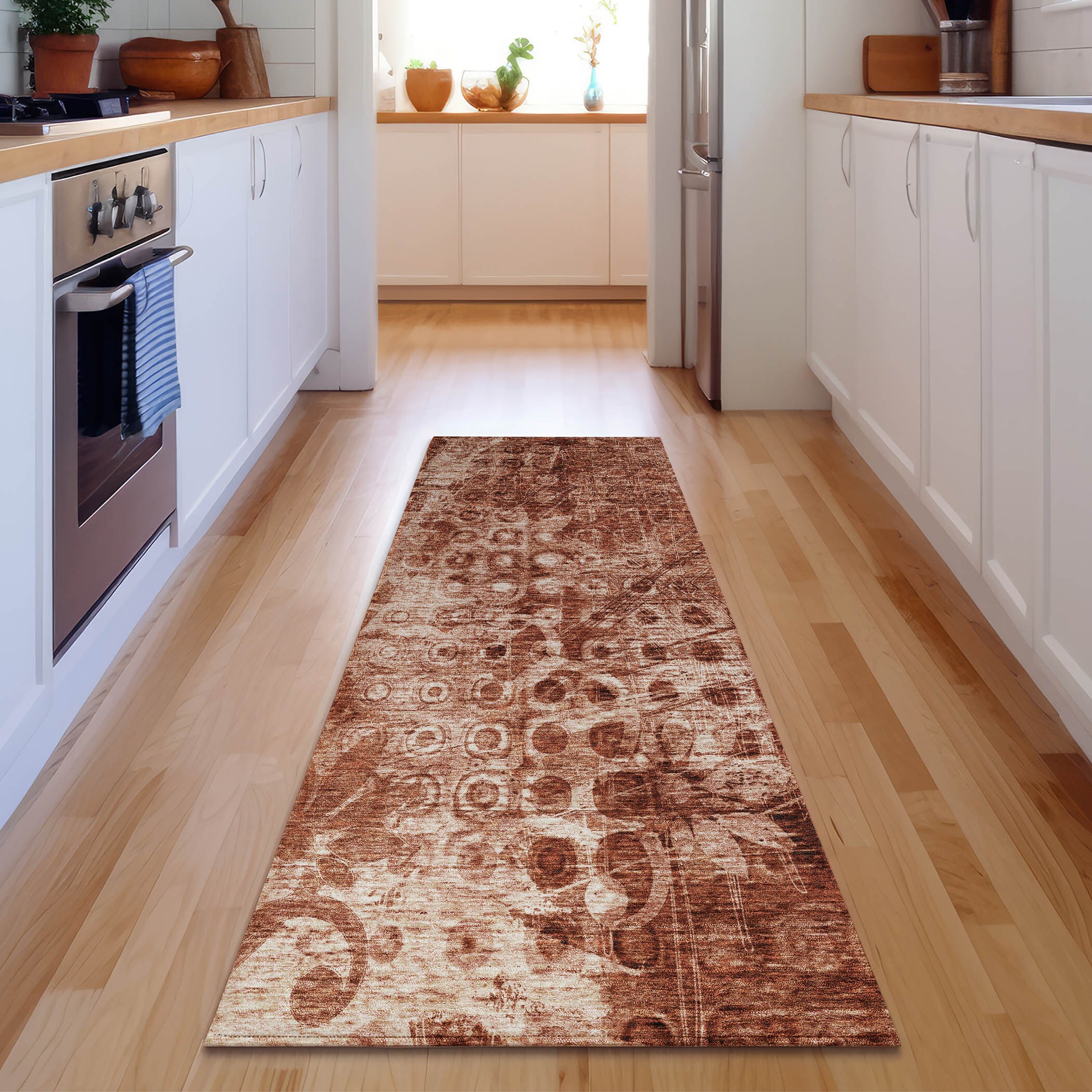 Addison Rugs AMF577PK2X8 Mayfield AMF577PK 2 x 7 (ft) Loomed Polyester Paprika Rectangular Indoor Geometric Machine washable Area rug