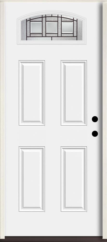 American Building Supply LO963352 Craftsman 36-in x 80-in x 4-5/8-in Fiberglass 1/4 lite Left-hand inswing Unfinished Unfinished Prehung Front Door Insulating core