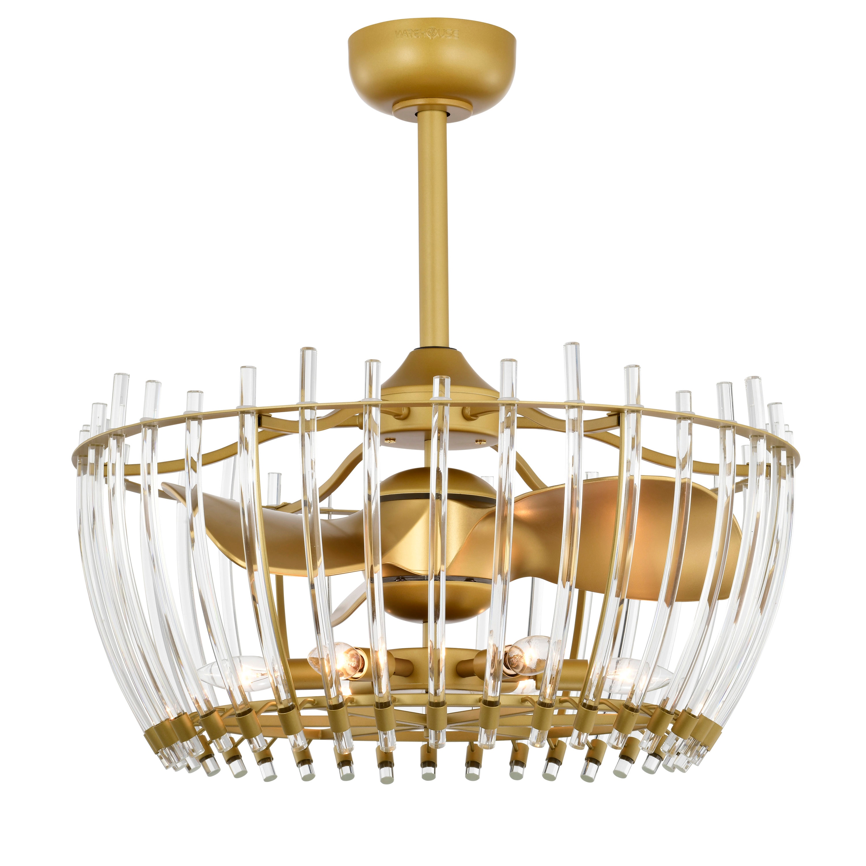 Home Accessories Inc DW01W29MG 25.2-in Matte gold with Gold Blades Ceiling Fan With Light - Remote Included ( 3 -Blade )