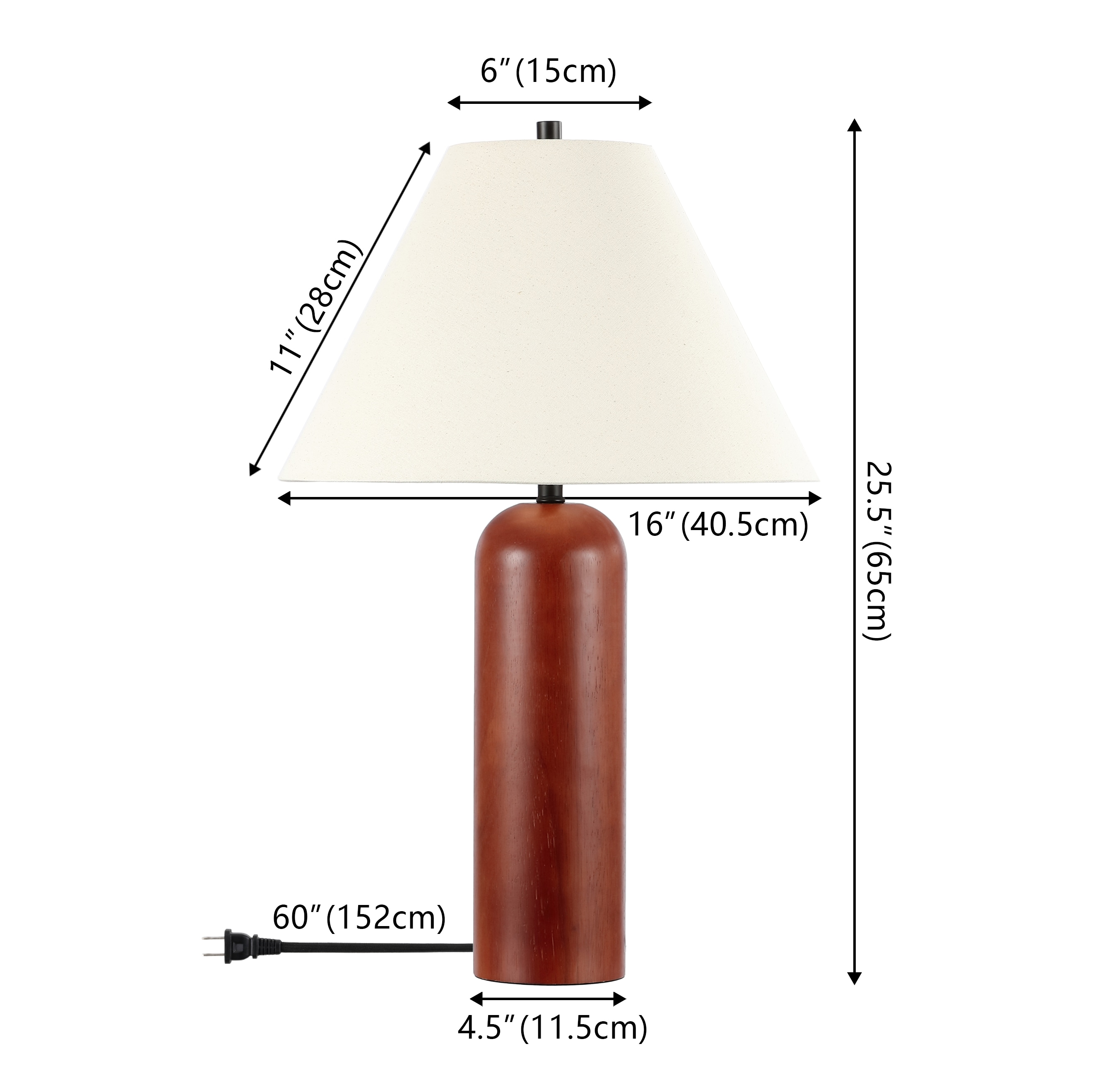 Safavieh Table Lamps 25.5-in Brown LED Rotary socket Table Lamp with Cotton Shade