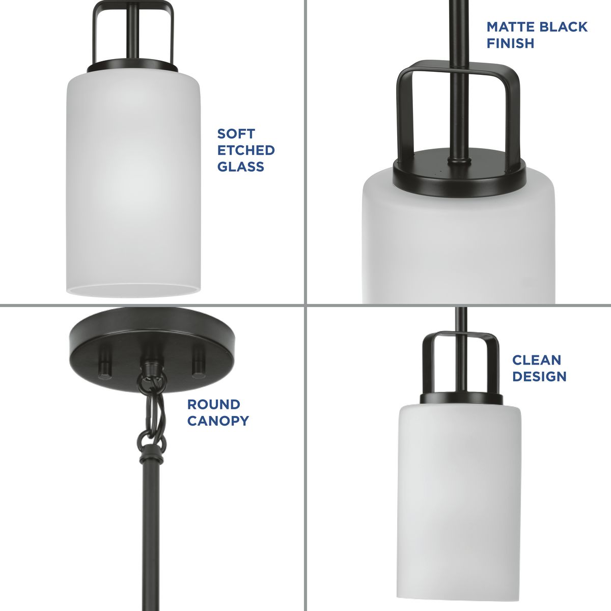 Matte Black and Etched Glass 11" Modern Farmhouse Mini-Pendant Light