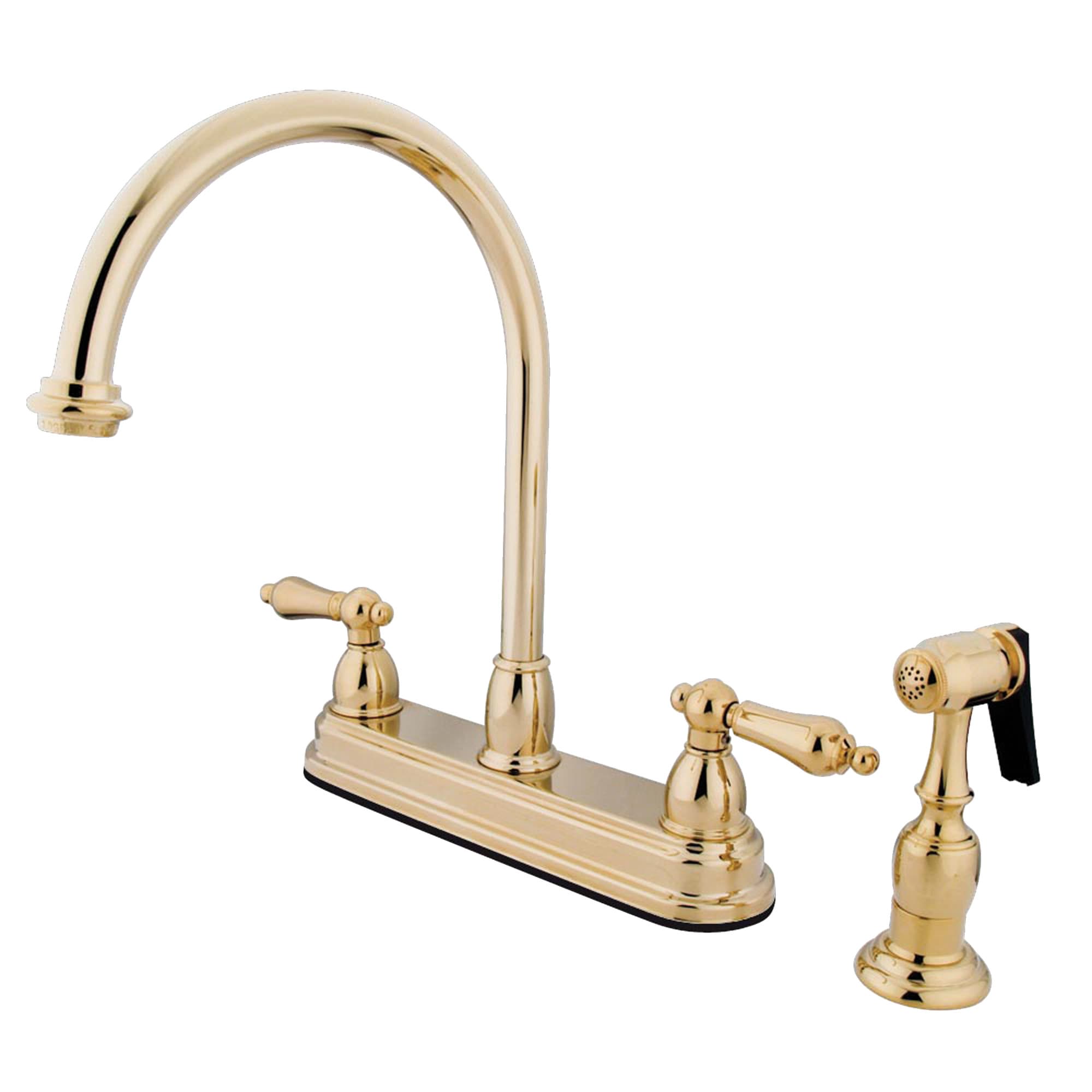 Elements of Design EB3752ALBS Chicago Polished brass Double Handle Deck-mount Kitchen Faucet ( Deck Plate Included ) ( Side Sprayer Included )