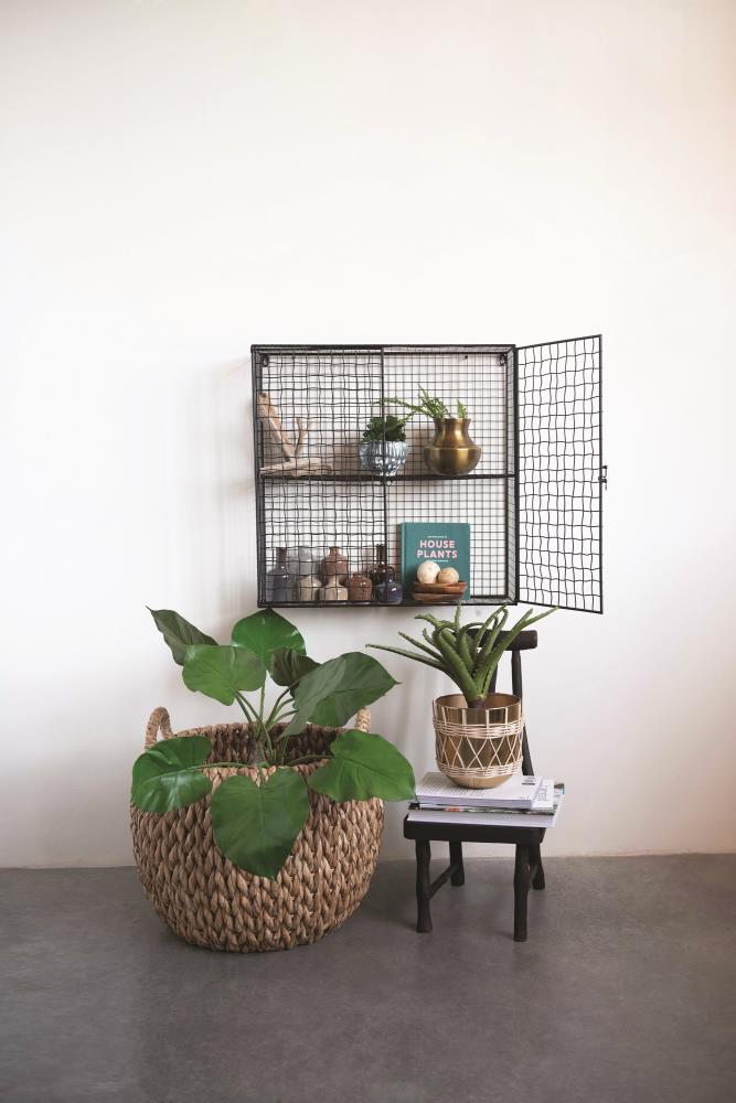 Woven Hyacinth 2 Tier Wall Shelf