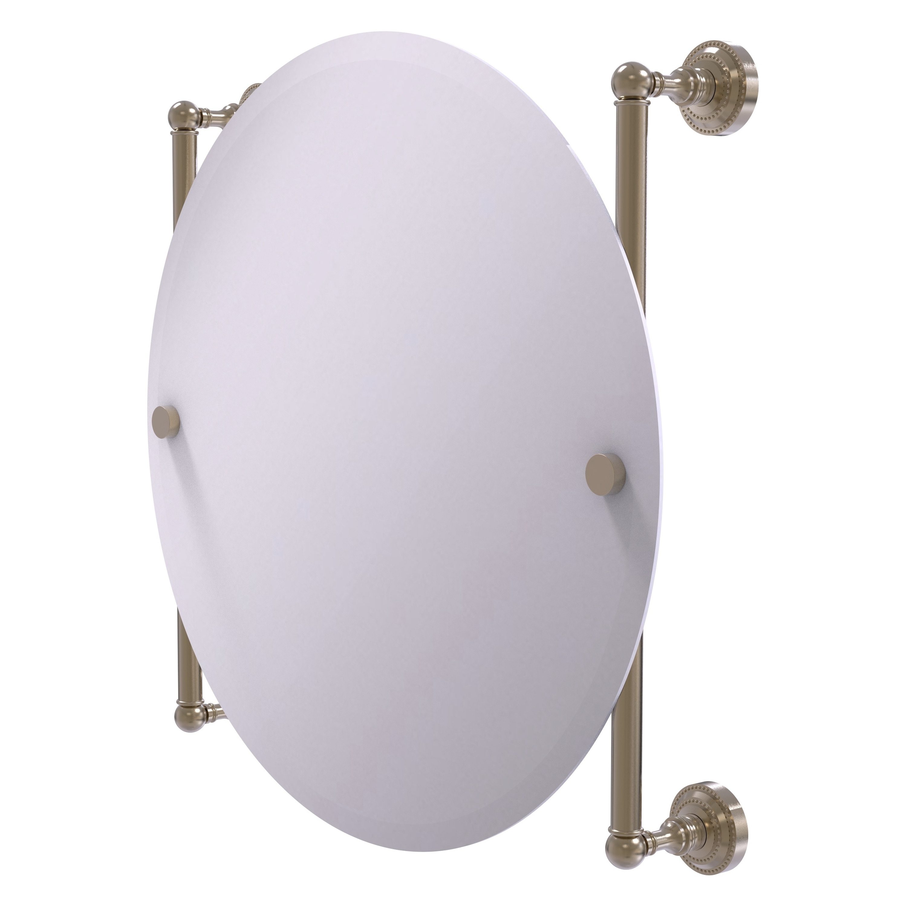 Allied Brass DT-27-90-PEW Dottingham 22-Inches x 22-Inches Beveled Frameless Round Bathroom Vanity Mirror ( Antique Pewter )