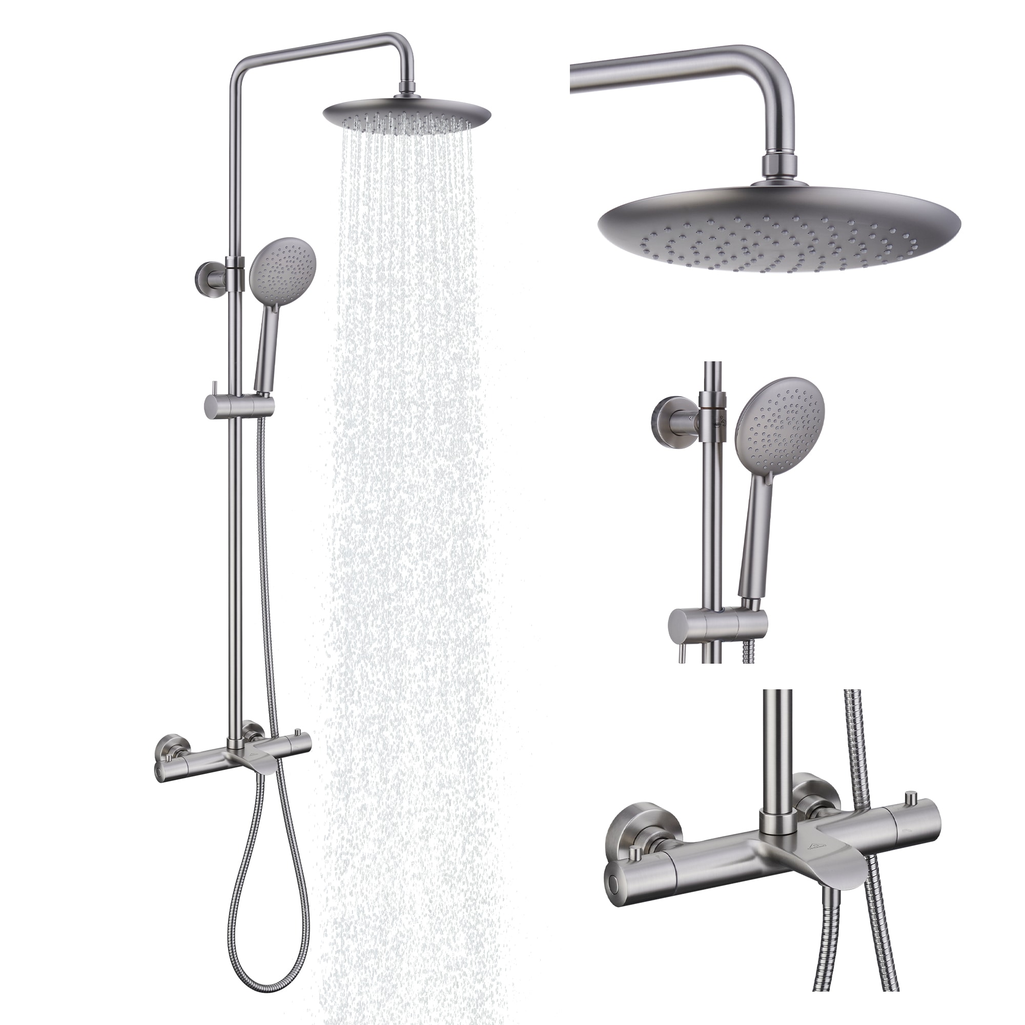 CASAINC CS3623-10ORB Brushed Nickel 9-in Shower Faucet Bar System with 2-way Diverter ( Thermostatic Valve Included )