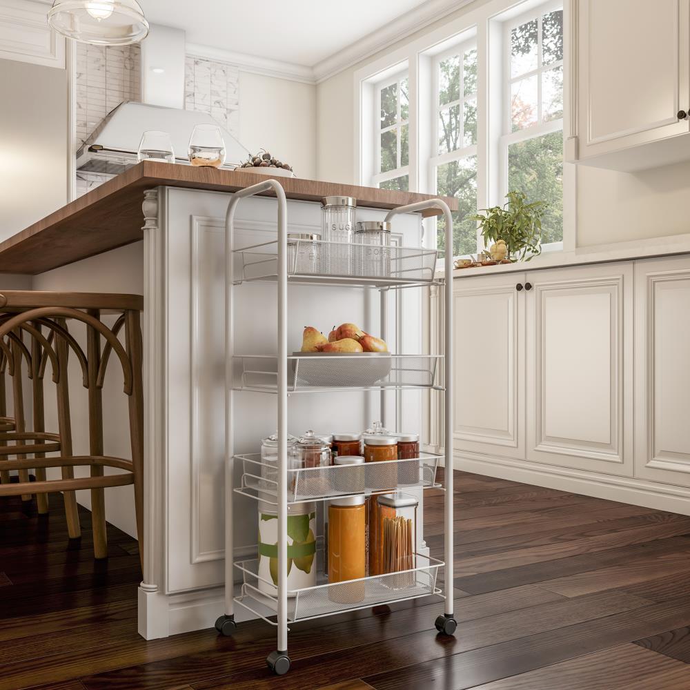 XEMQENER 3-Tier Kitchen Cart Storage Trolley Wood Garage for Bathroom Office Kitchen Shelving Unit on Wheels 