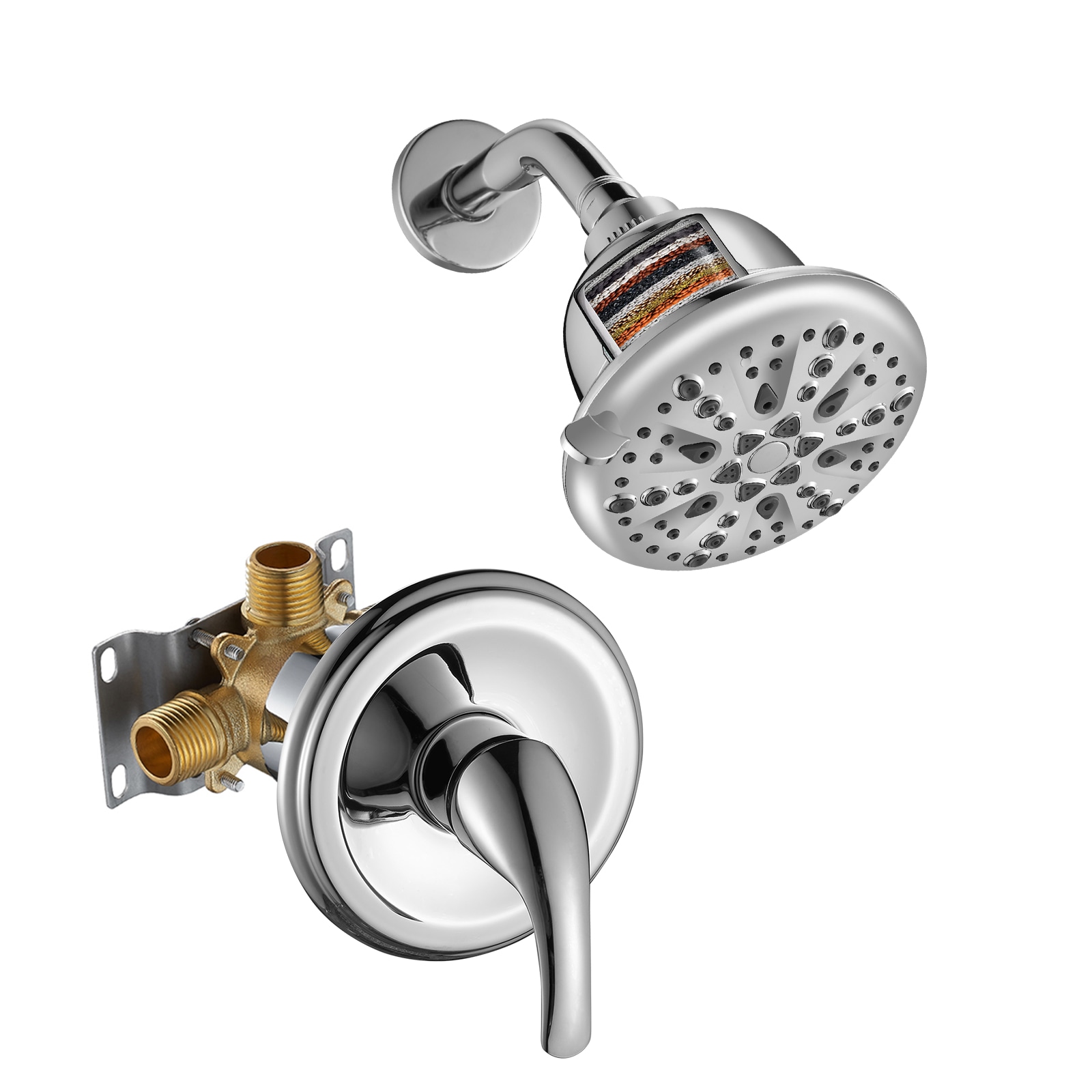 Cobbe LSSFK0307C Nickel 1-handle Handheld 5.1-in Round Shower Faucet with Valve