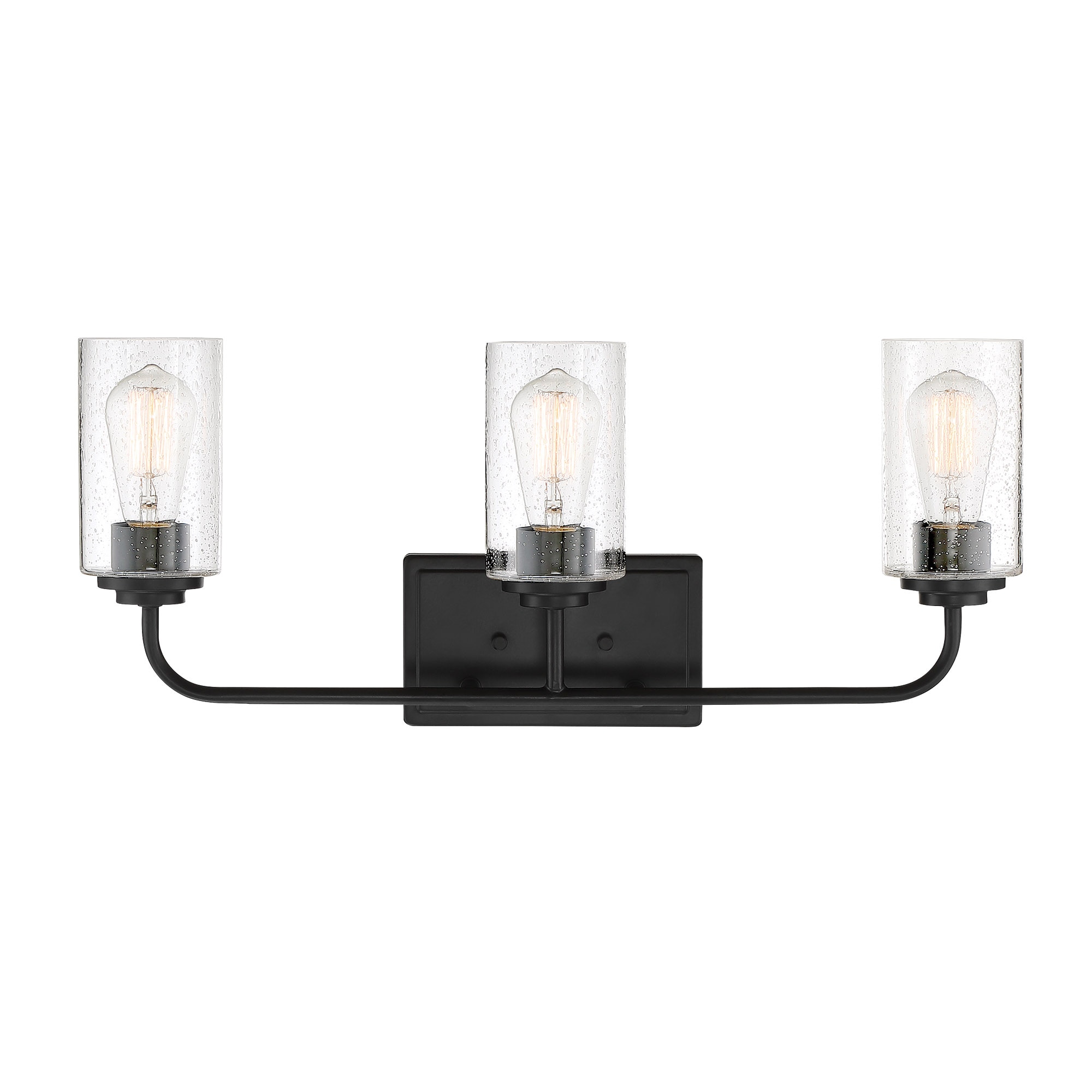Matte Black 24.5" Dimmable Outdoor Bath Light with Clear Glass Shades