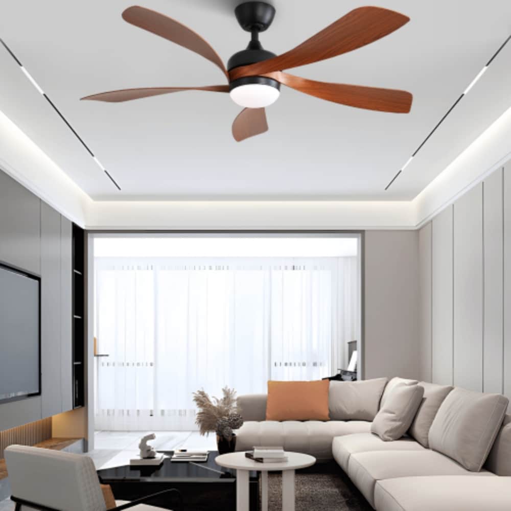 Rainlex 52 in Indoor Ceiling Fan 5 ABS Blades Reversible DC Motor Black with Dimmable 3 Color LED Light and Remote Control