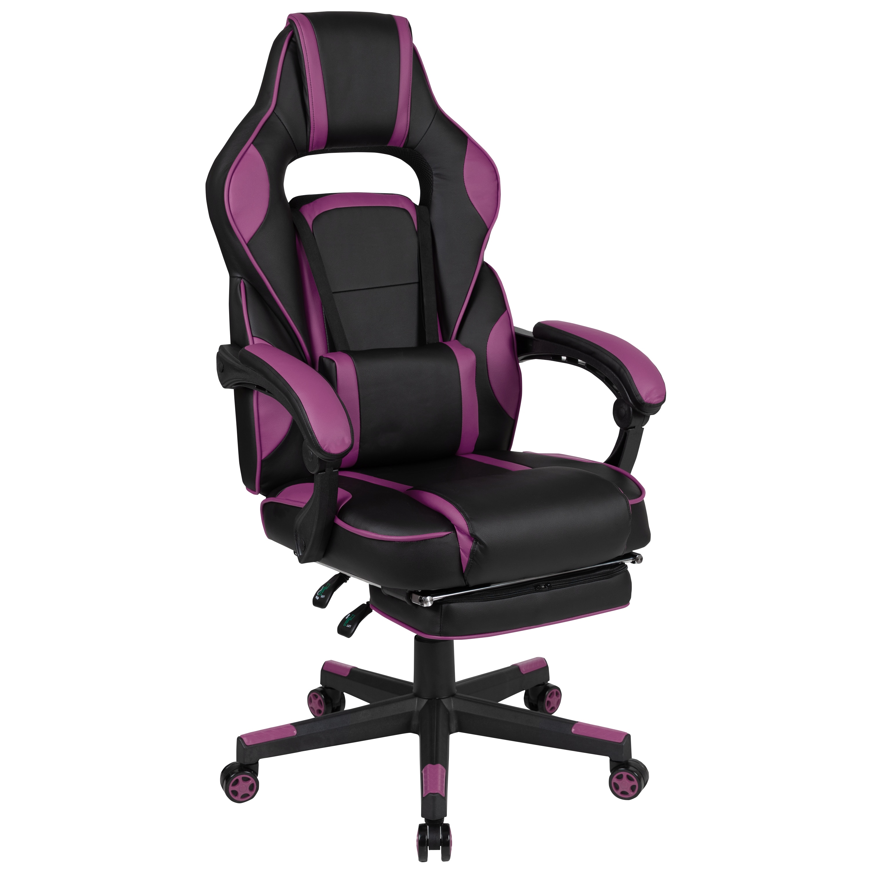 Emma + Oliver Black/Purple Ergonomic Gaming Chair -Recline Back