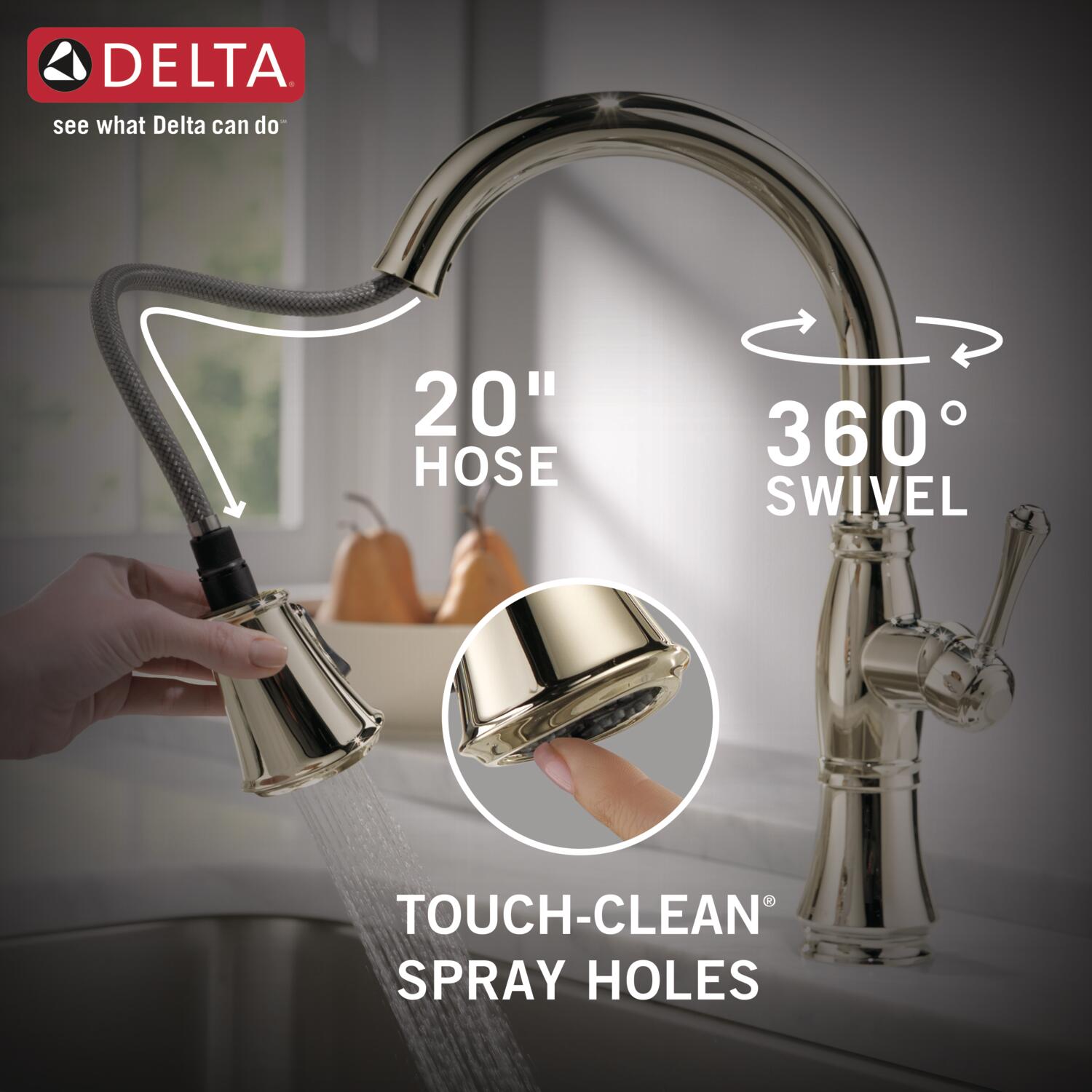 Delta Cassidy Lumicoat Polished Nickel Single Handle Pull Down Kitchen   15740536 