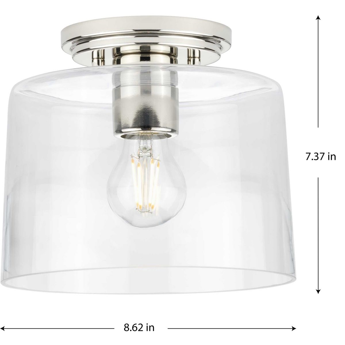 Adley Polished Nickel and Clear Glass Flush Mount Light