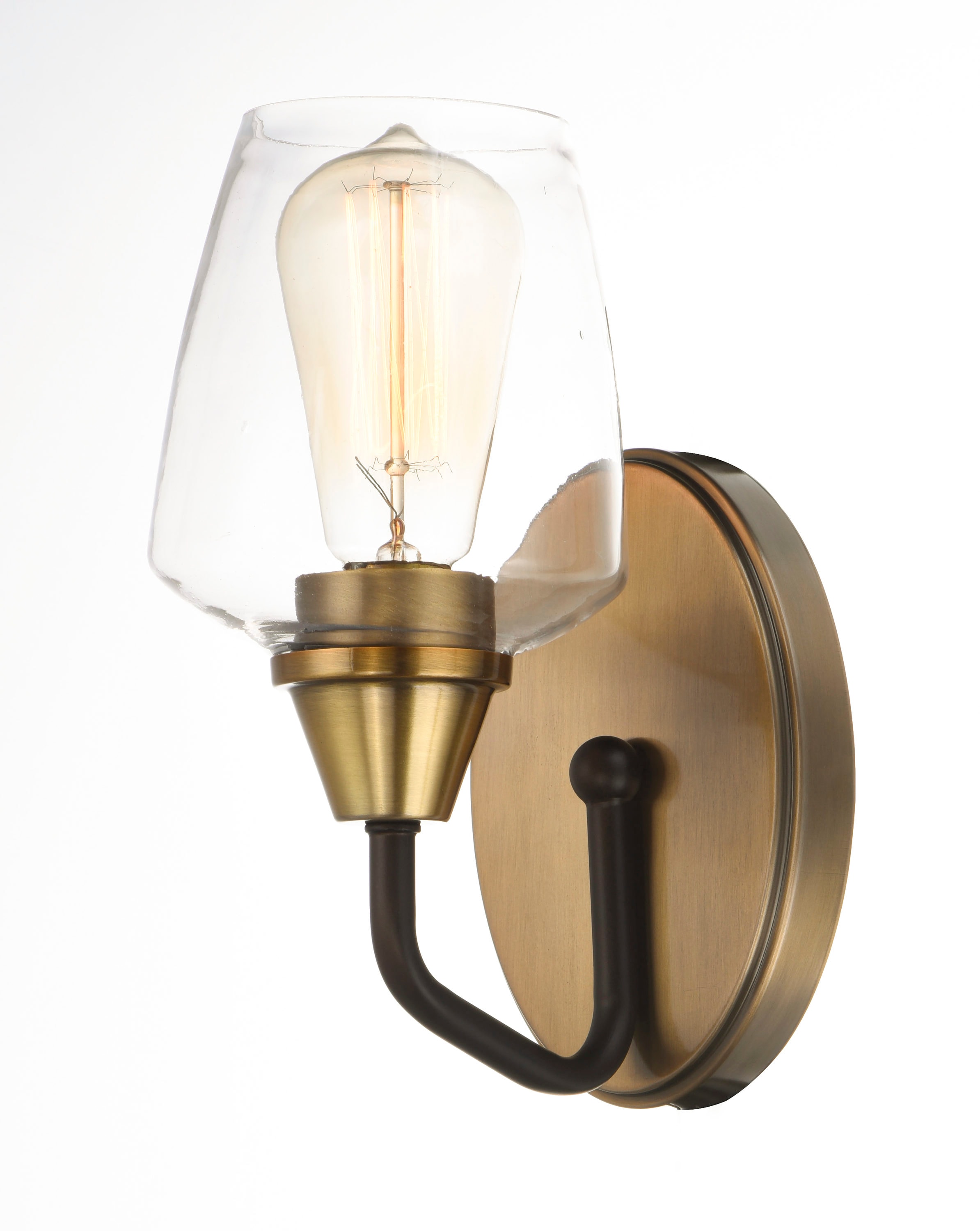 Elegant Two-Tone Brass and Bronze Dimmable Wall Sconce