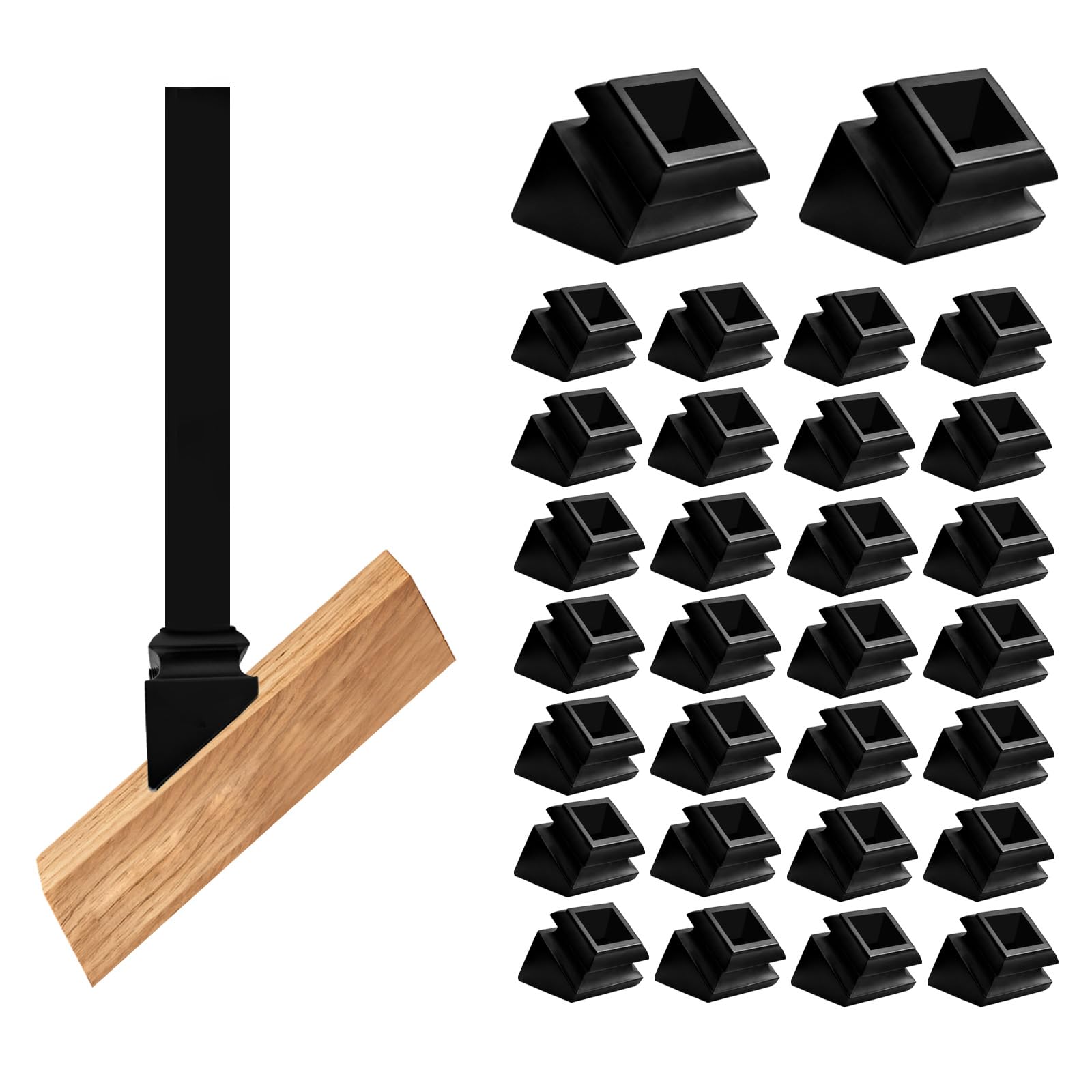 Misopily  30pcs 1/2 in 45 Degree Angle Square Aluminum Alloy Baluster Shoes Matte Black Durable Metal Slant Base for Staircase and Deck Railings