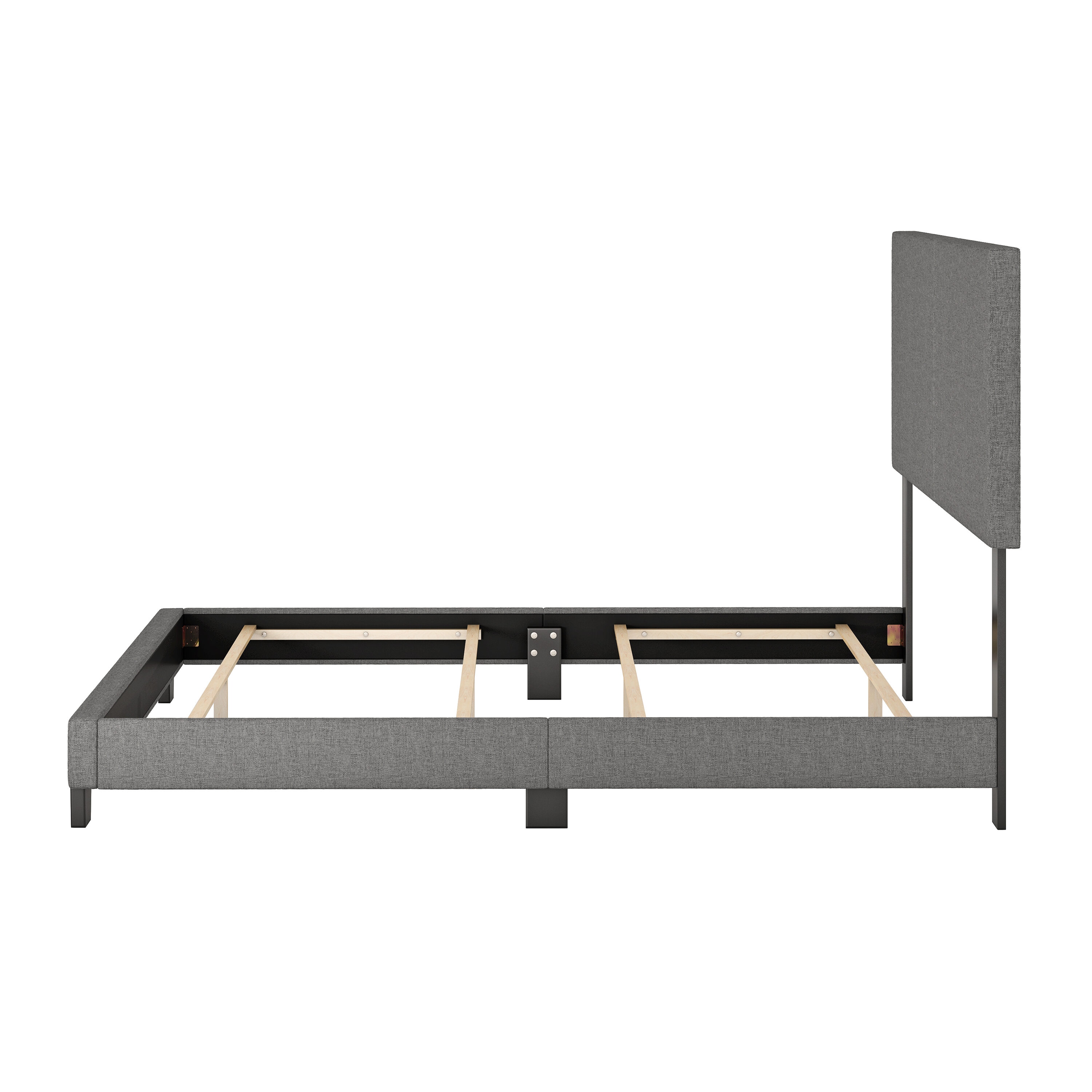 Sleek Milan Gray Linen Upholstered Queen Platform Bed with Tufted Headboard