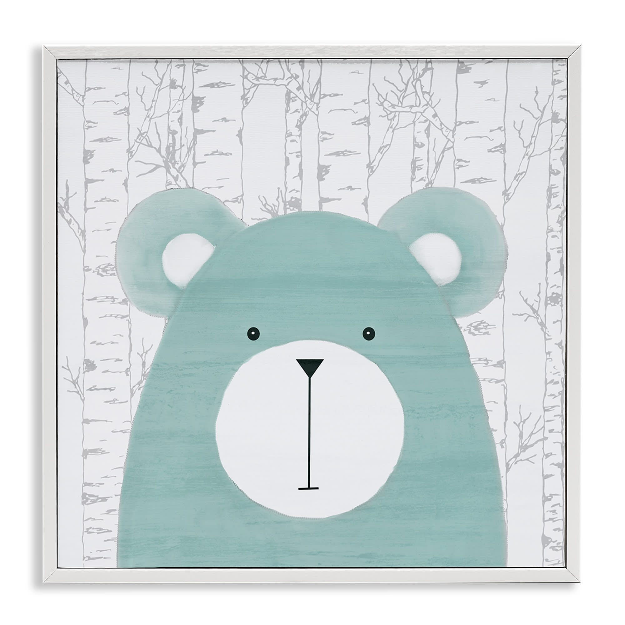 Stupell Industries BS-035-WFR-12X12 Whimsical Bear on Birch White Framed Giclee Art By Kim Allen 12 x 12