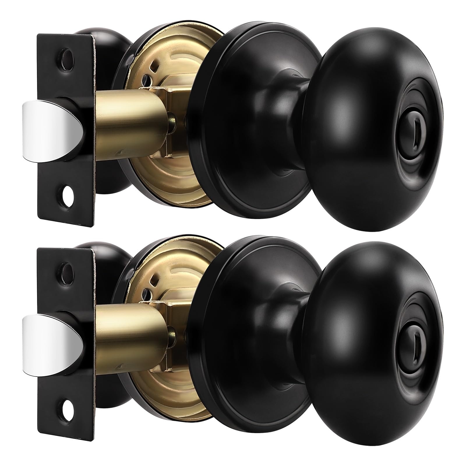 Aoibox 2 Pack Matte Black Oval Privacy Door Knobs with Turn Button Locks for Bedroom and Bathroom #LABL9LXA