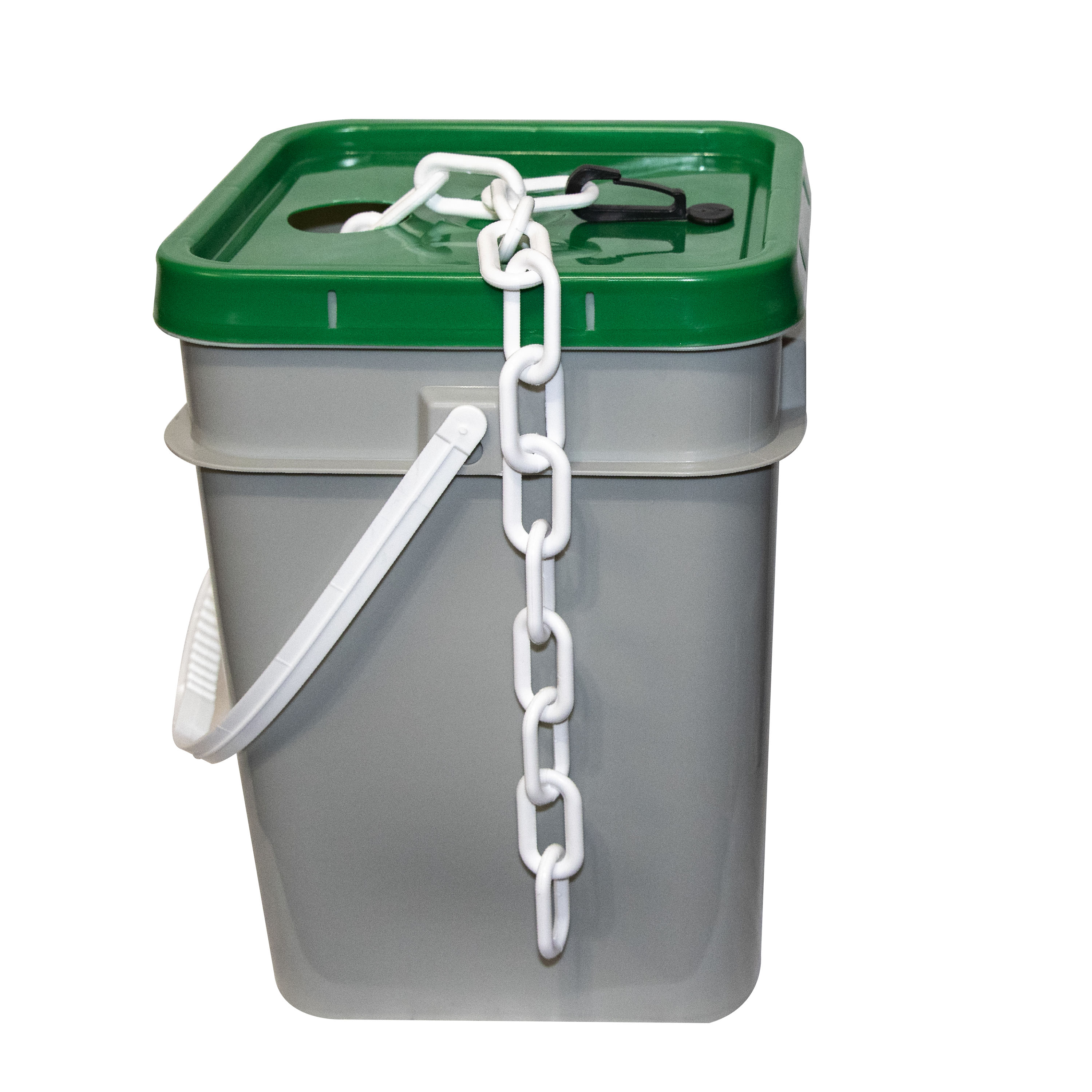 Mr. Chain 51001-P 2 In. (54Mm) X 120 Ft. White Heavy Duty Plastic Barrier Chain In A Pail