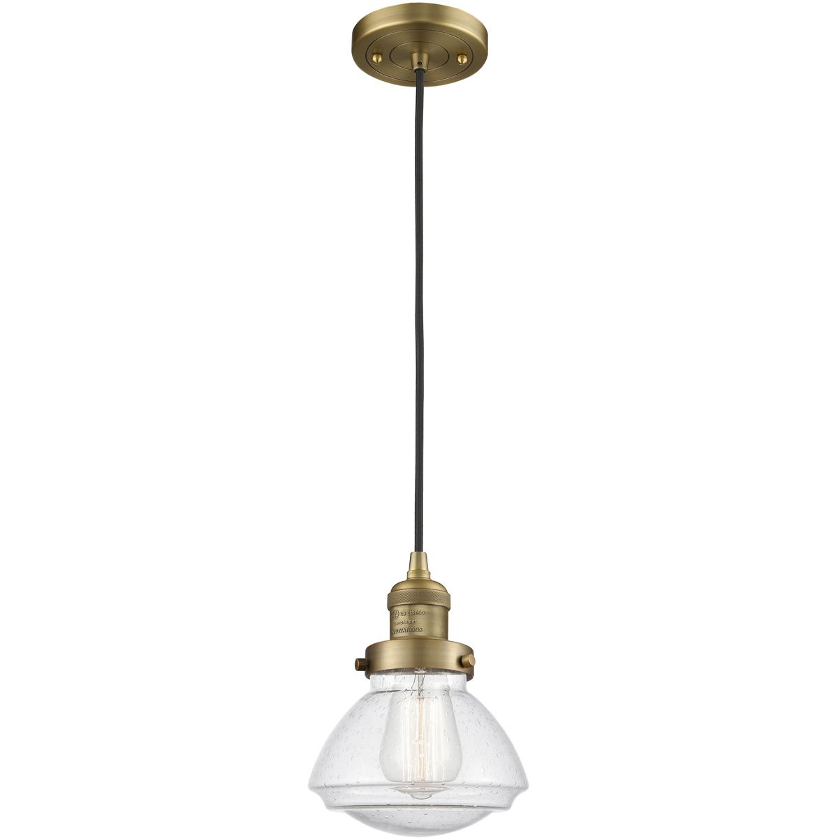 Innovations Lighting 1768187 201C-BB-G324-LED Franklin Restoration Olean Mini Pendant