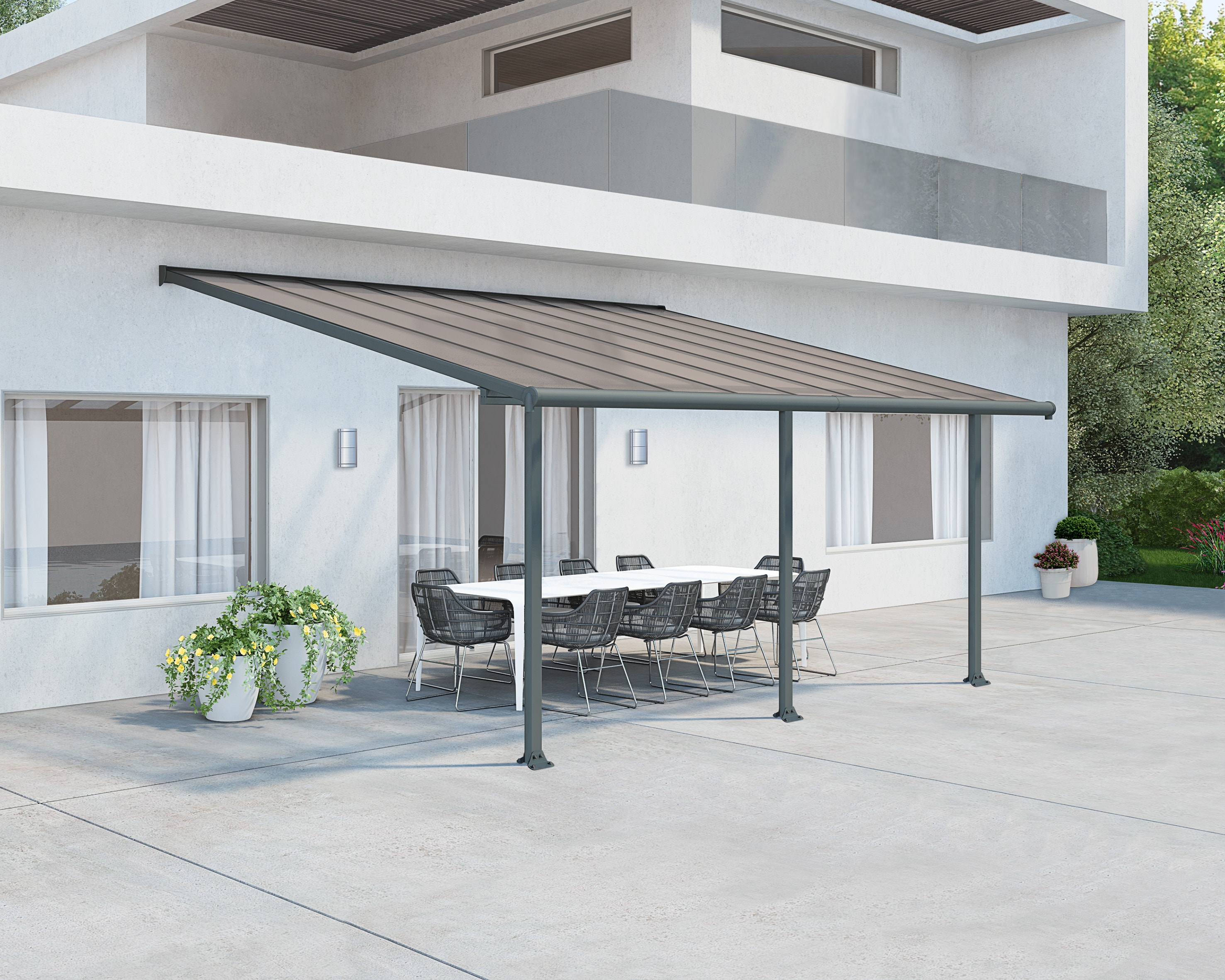 Canopia by Palram 704574 Olympia 10-ft x 18-ft Gray/Bronze Aluminum Patio cover ( 30-lb )