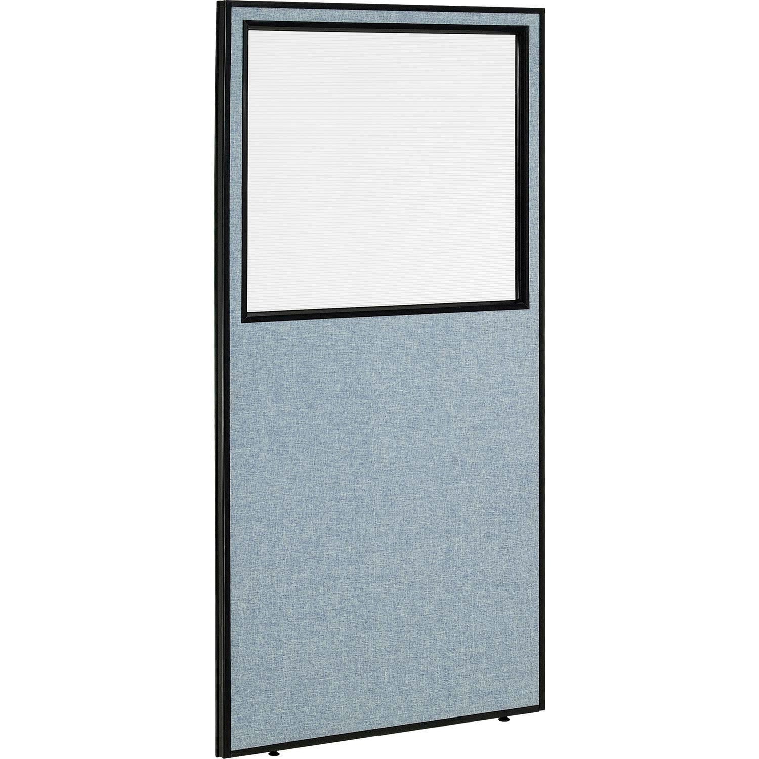 Global Industrial 695787WBL Office Partition Panel With Partial Window 24-14-inW x 96-inH Blue