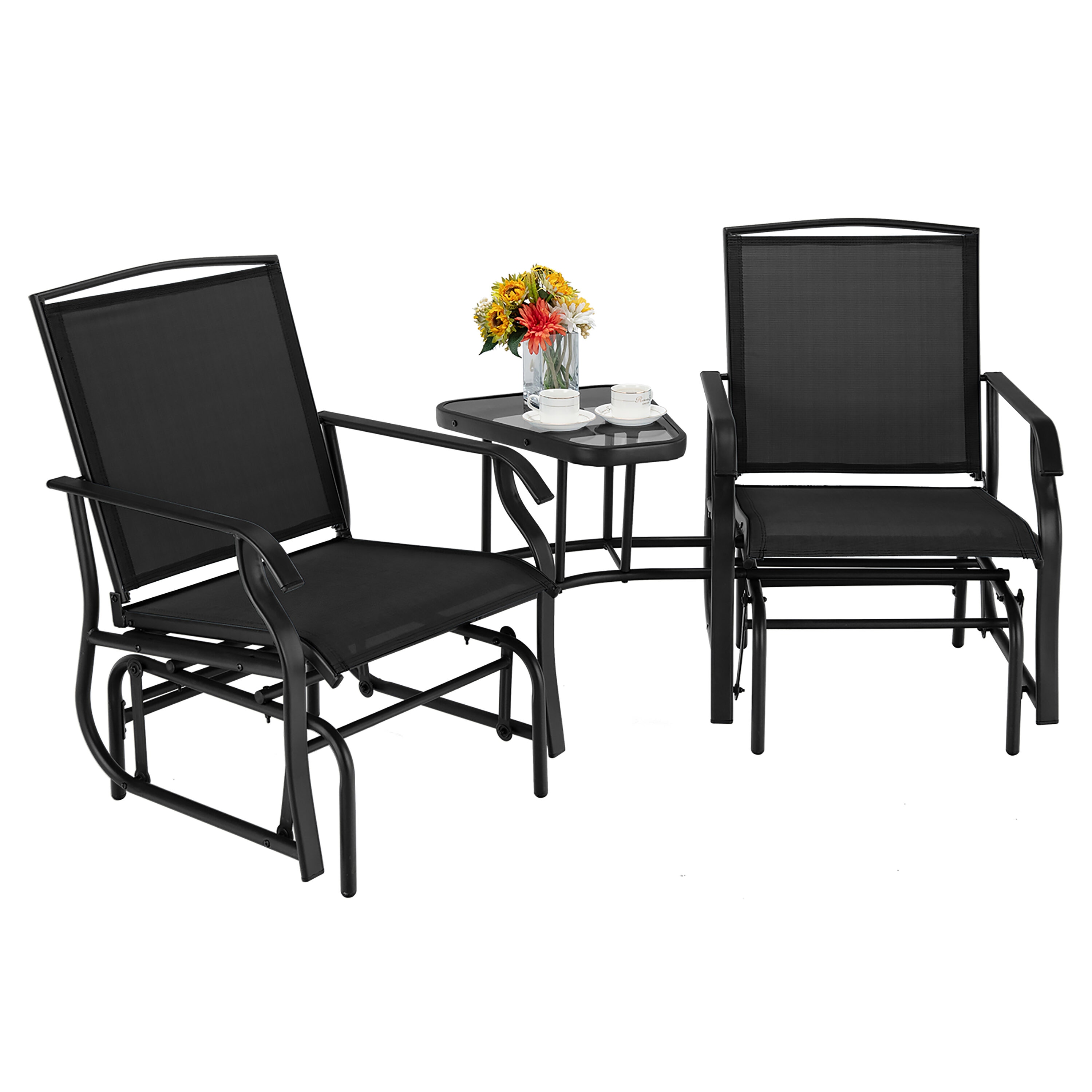 Costway NP10188DK Patio Conversation Set with Black