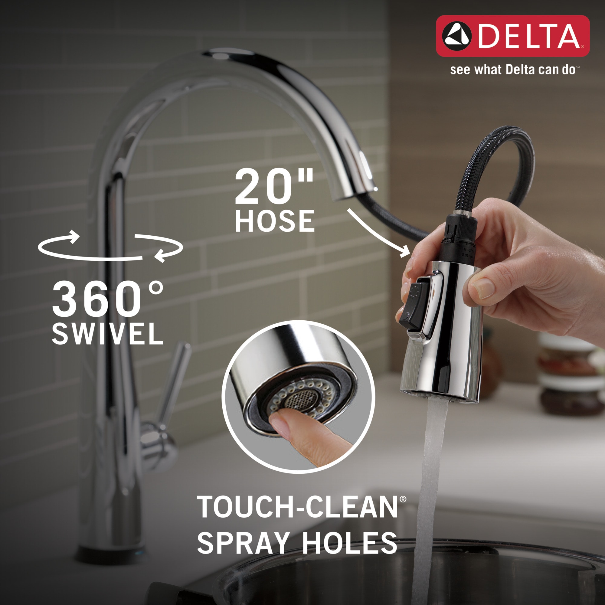 Delta Faucet Leland VoiceIQ Touchless Kitchen Faucet with Pull