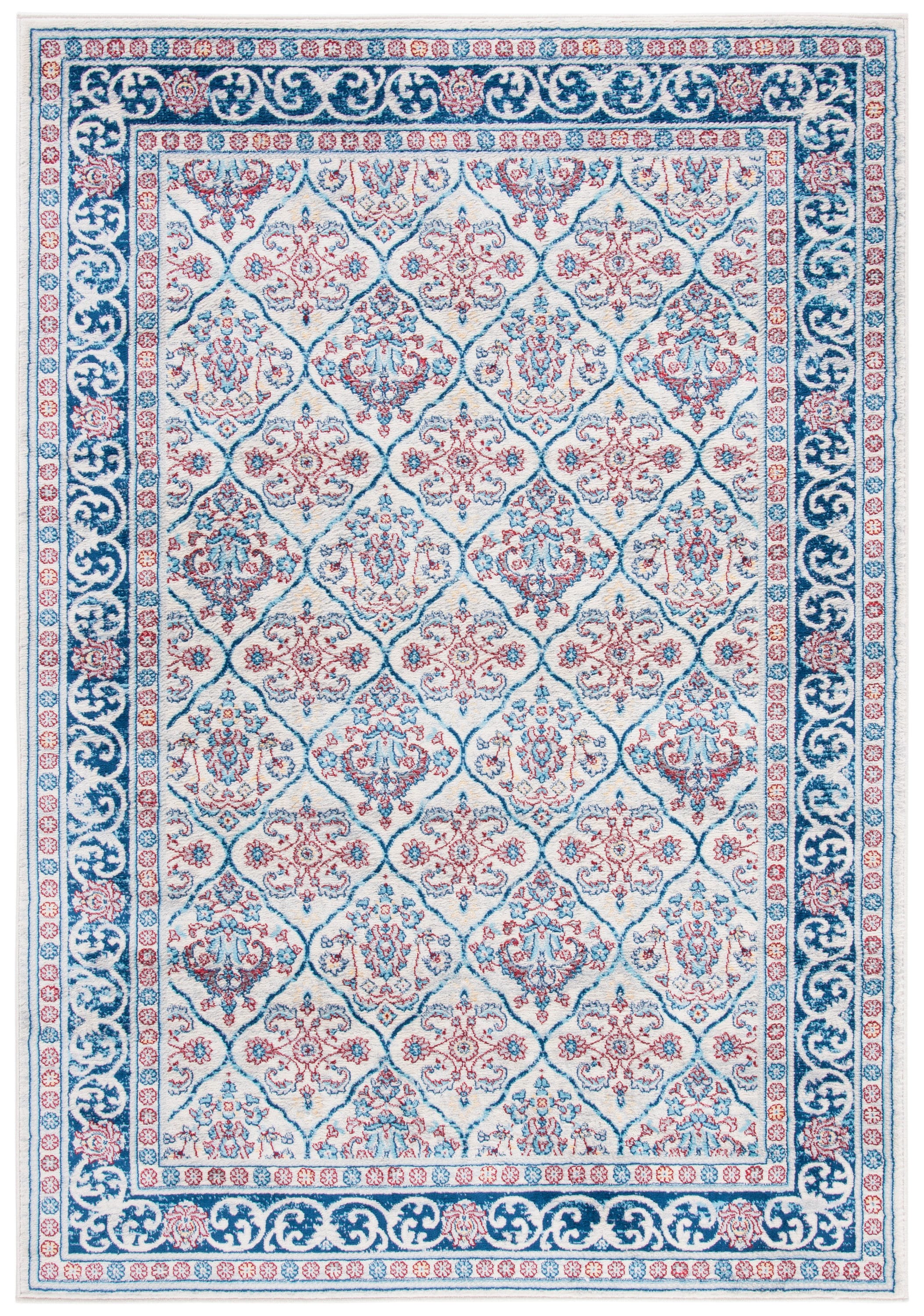 Safavieh BNT870B-6 Brentwood Darcia 6 x 9 (ft) Loomed Polypropylene Beige/Navy Rectangular Indoor Distressed/Overdyed Vintage Area rug