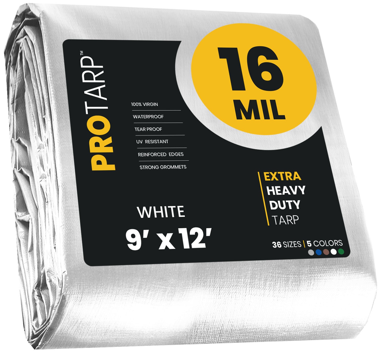 PROTARP PT-104-9X12 9-ft x 12-ft White Waterproof Commercial Polyethylene 16-mil Tarp