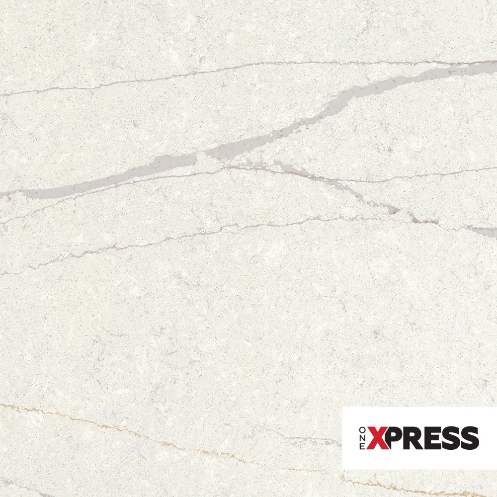 ONE Quartz OQ25SLBM11/4X1L Monument White Monument White Quartz Multiple colors/finishes Kitchen Countertop SAMPLE ( 4-in x 6-in )