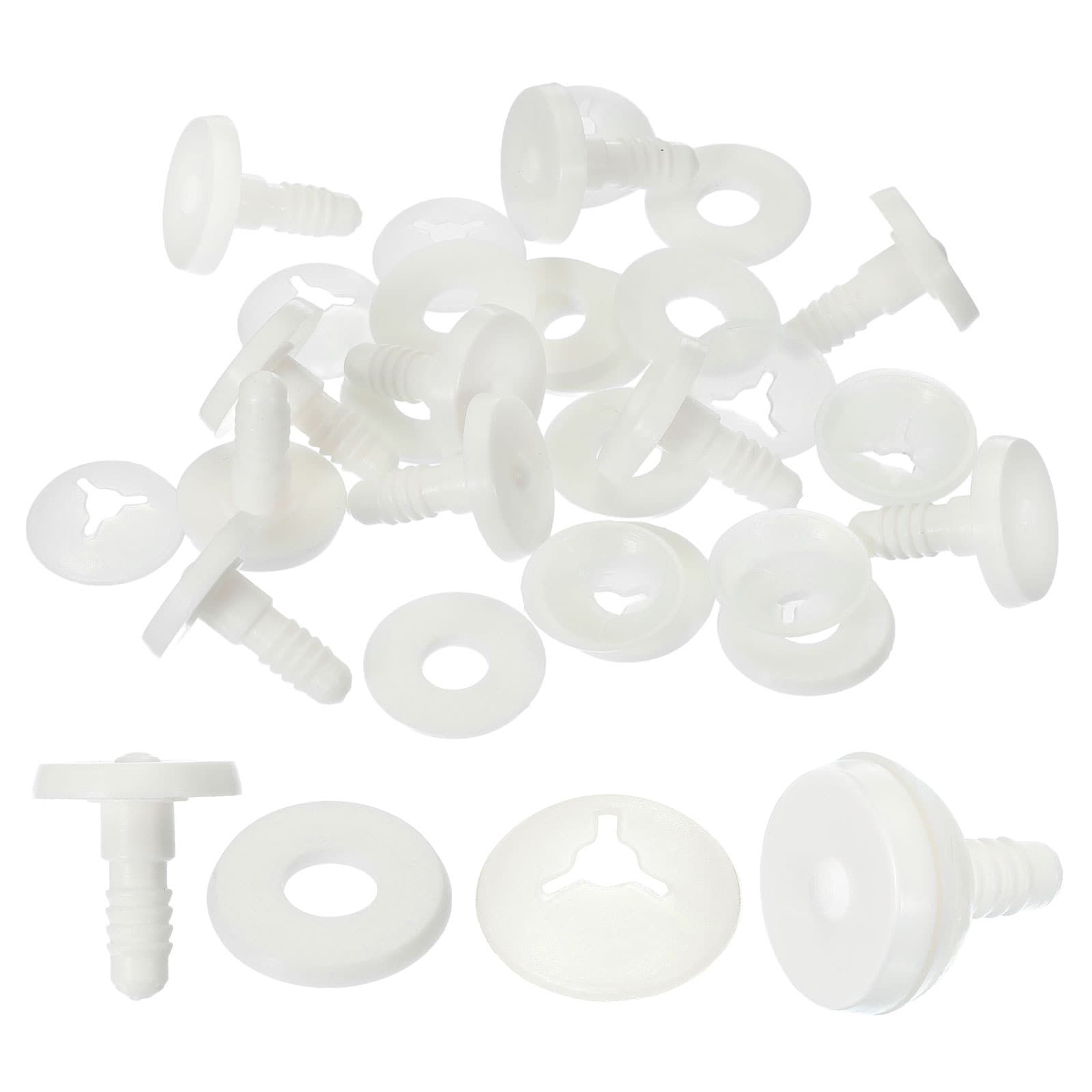 PATIKIL 25mm Doll Joints 20 Set Plastic Removable Animal Joints Connector Engage Bolt for Bear Soft Limbs Making Head Joints DIY Crafts Accessories White