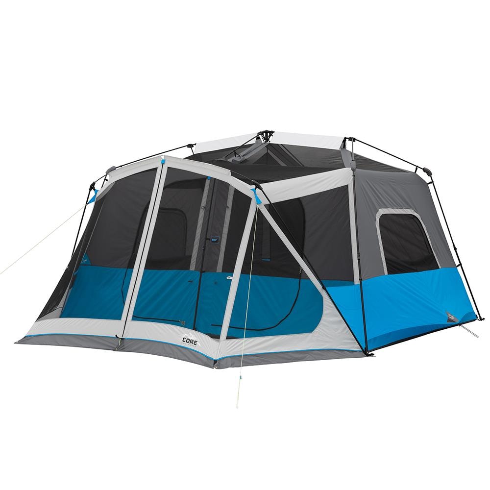 Core Blue 10-Person Pop-Up Tent with LED Lights, Instant Setup