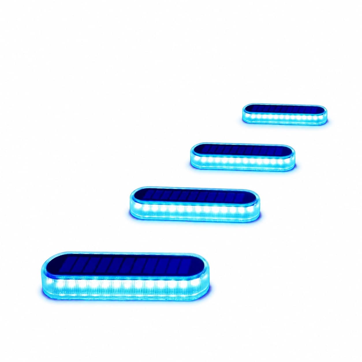 Aoibox  40 Lumen Blue Solar Integrated LED Deck and Step Lights 4 Pack IP68 Waterproof Dusk to Dawn Outdoor