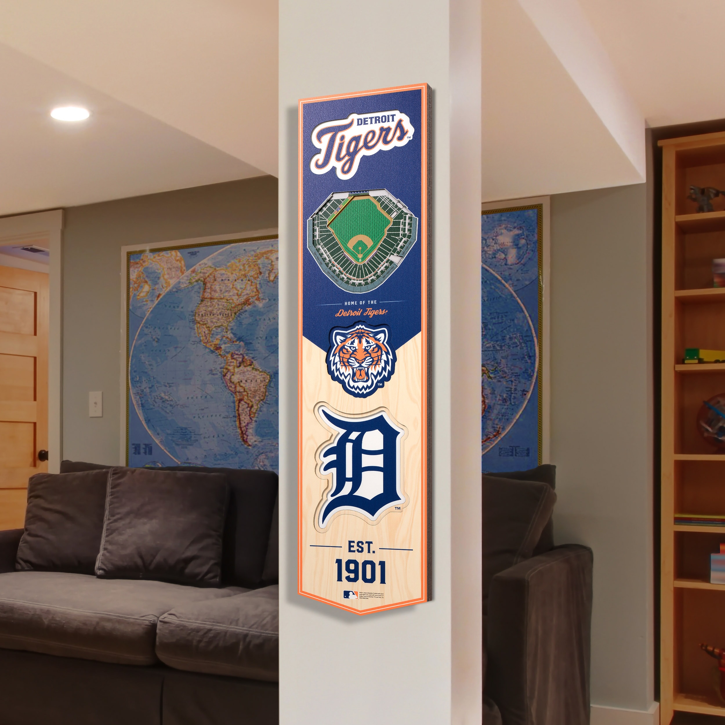 YouTheFan 2507118 12 x 12 in. MLB Detroit Tigers 3D Logo Series Wall Art