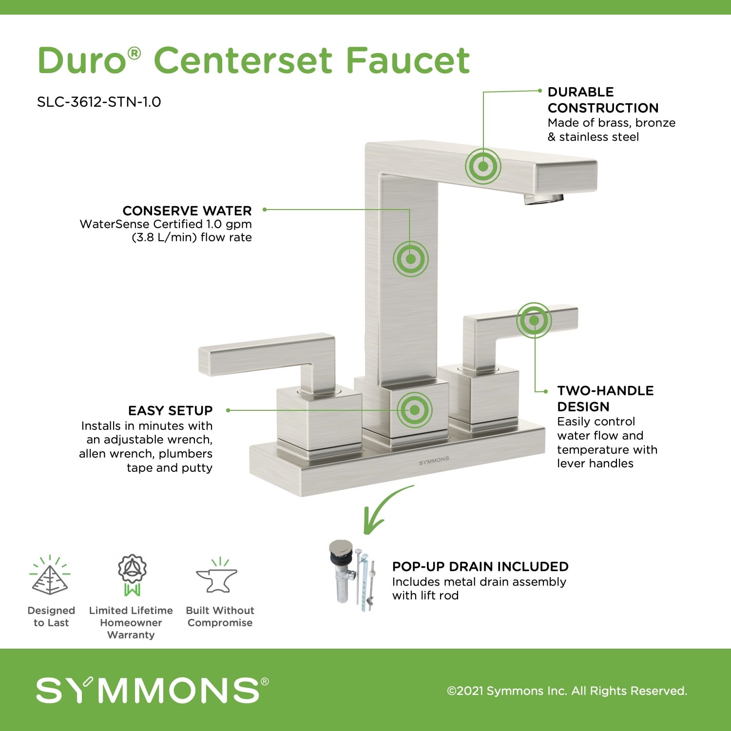 Symmons SLC-3612-STN-1.0 Lavatory-Faucets - View #6