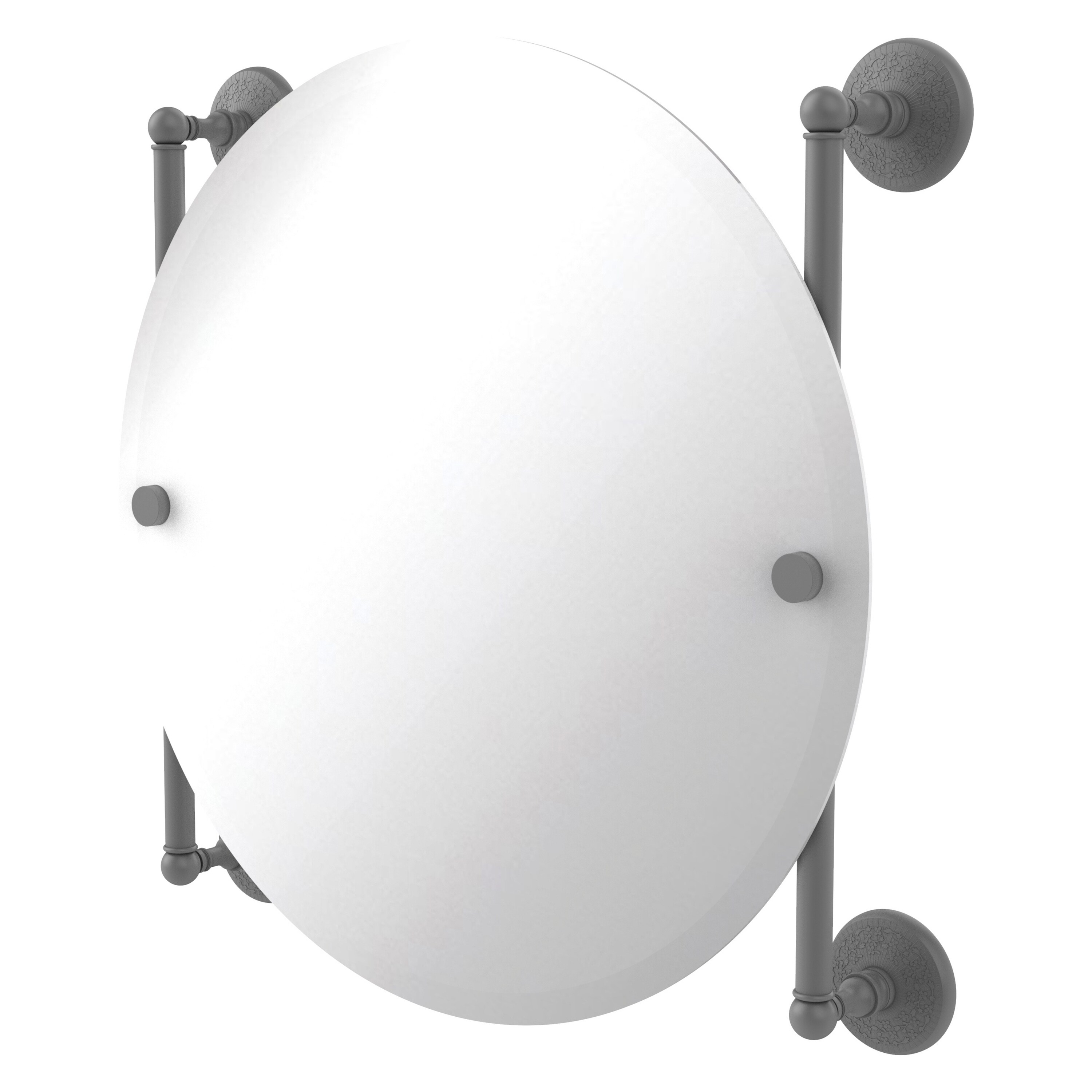 Allied Brass MC-27-90-GYM Monte Carlo 22-Inches x 22-Inches Beveled Frameless Round Bathroom Vanity Mirror ( Matte Gray )