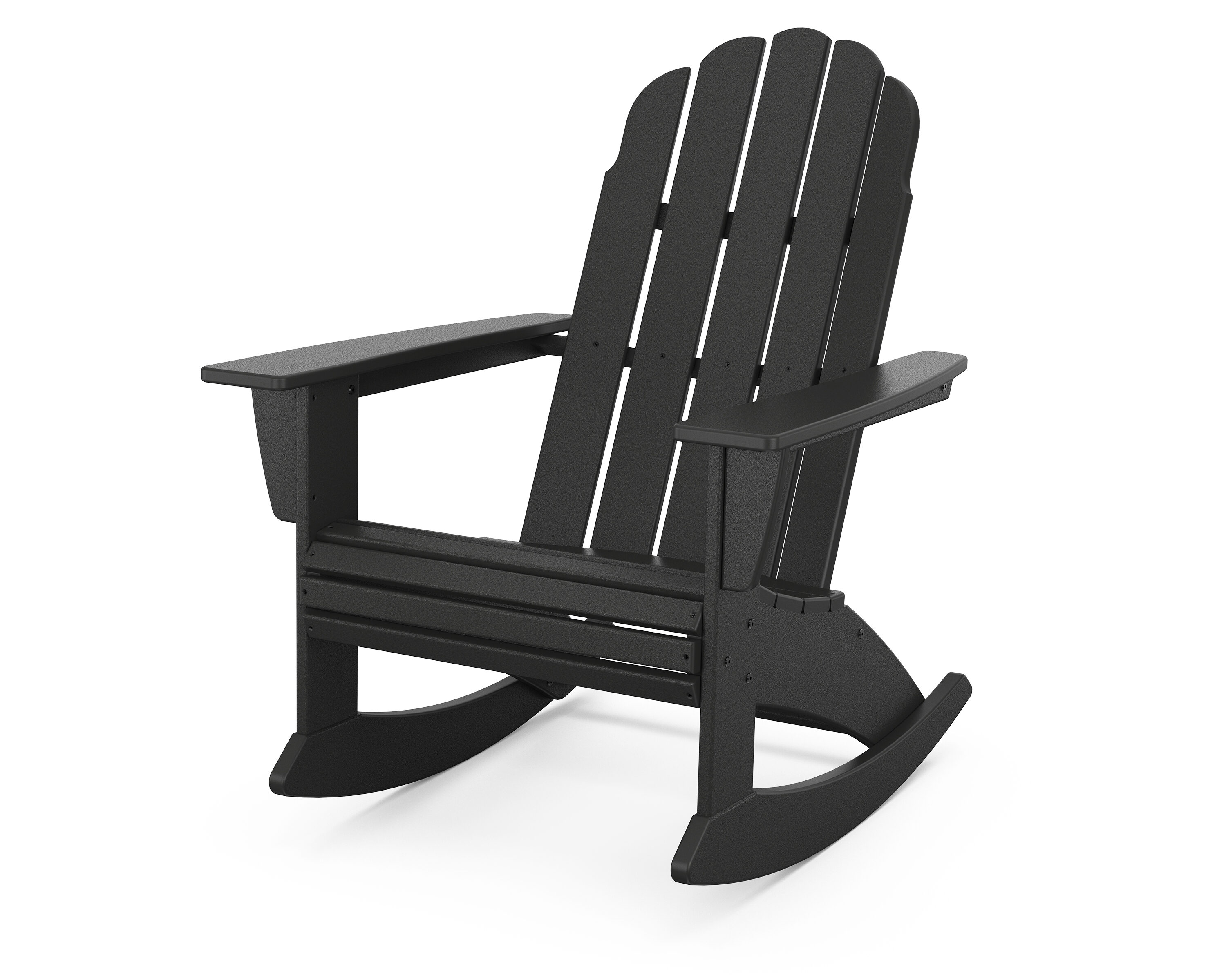 POLYWOOD ADR600BL Vineyard Black Plastic Frame Rocking Chair with Slat Seat