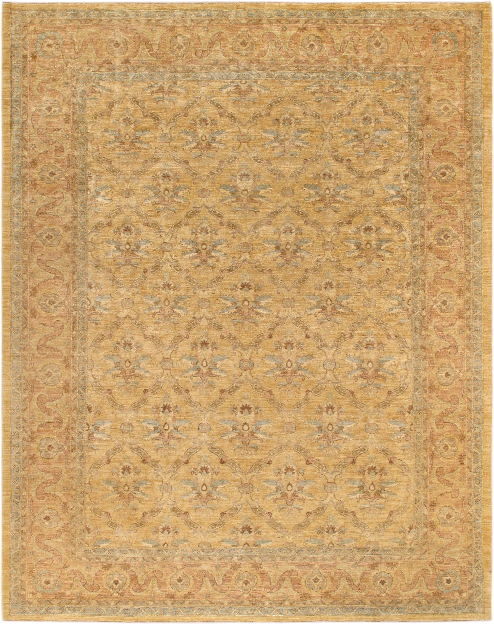 Pasargad Home PKB-1357 GOLD 9X11 Ferehan Wool Gold Indoor Area Rug