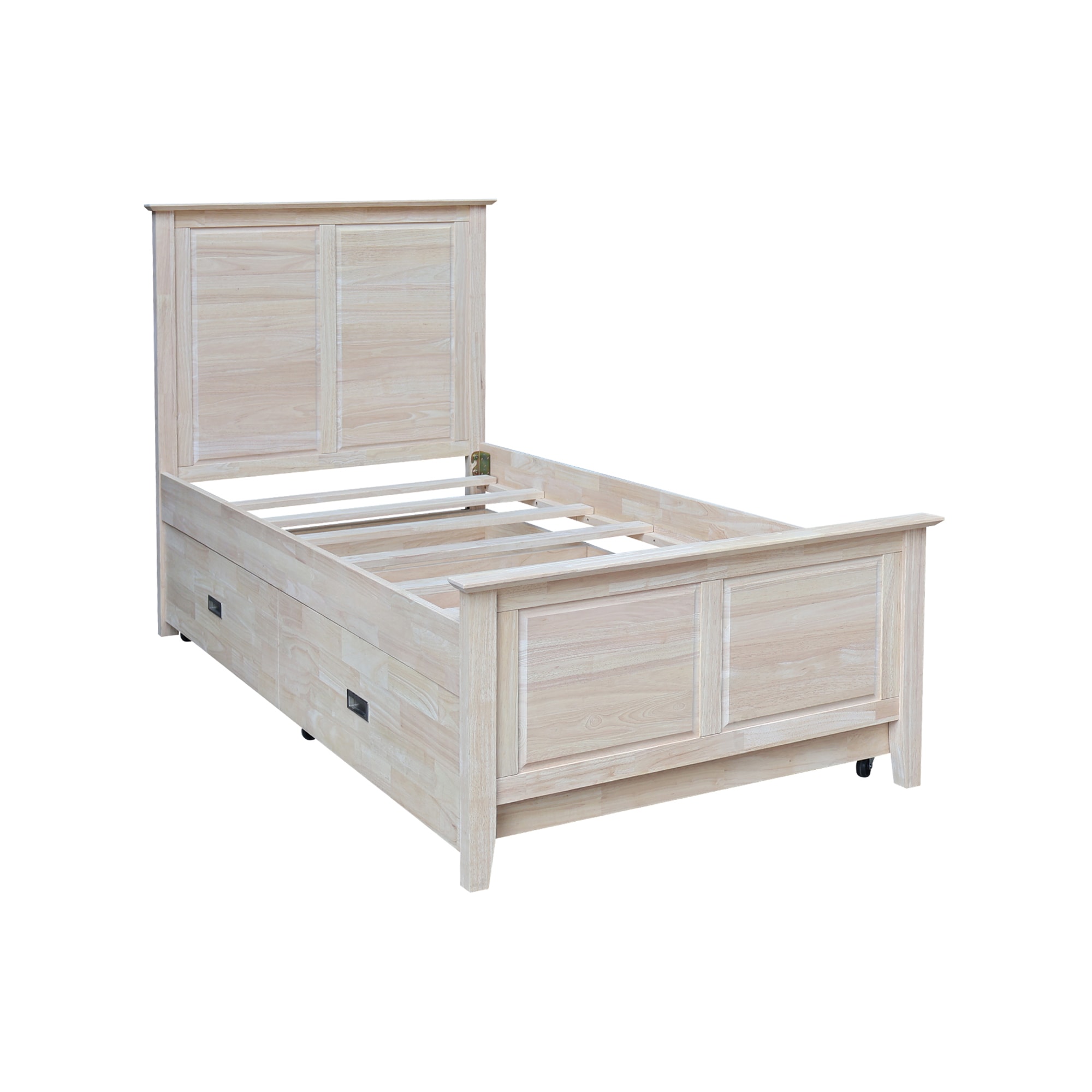 International Concepts K-BD-702T Unfinished Twin Wood Trundle Bed with Storage