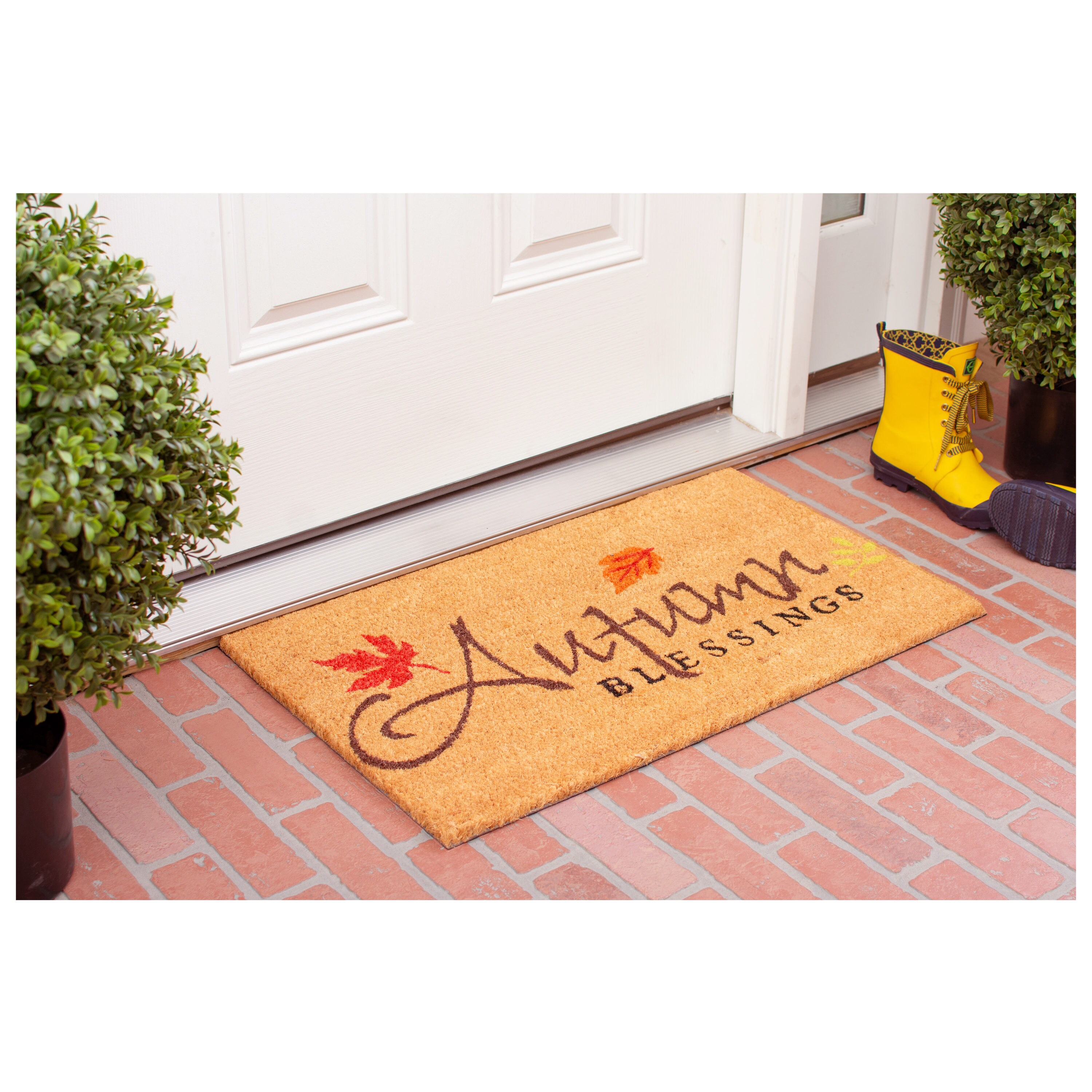 Autmor Christmas Welcome Winter Mat for Front Door Farmhouse Rustic  Decorative Entryway Outdoor Floor Doormat Durable Burlap Outdoor Rug 