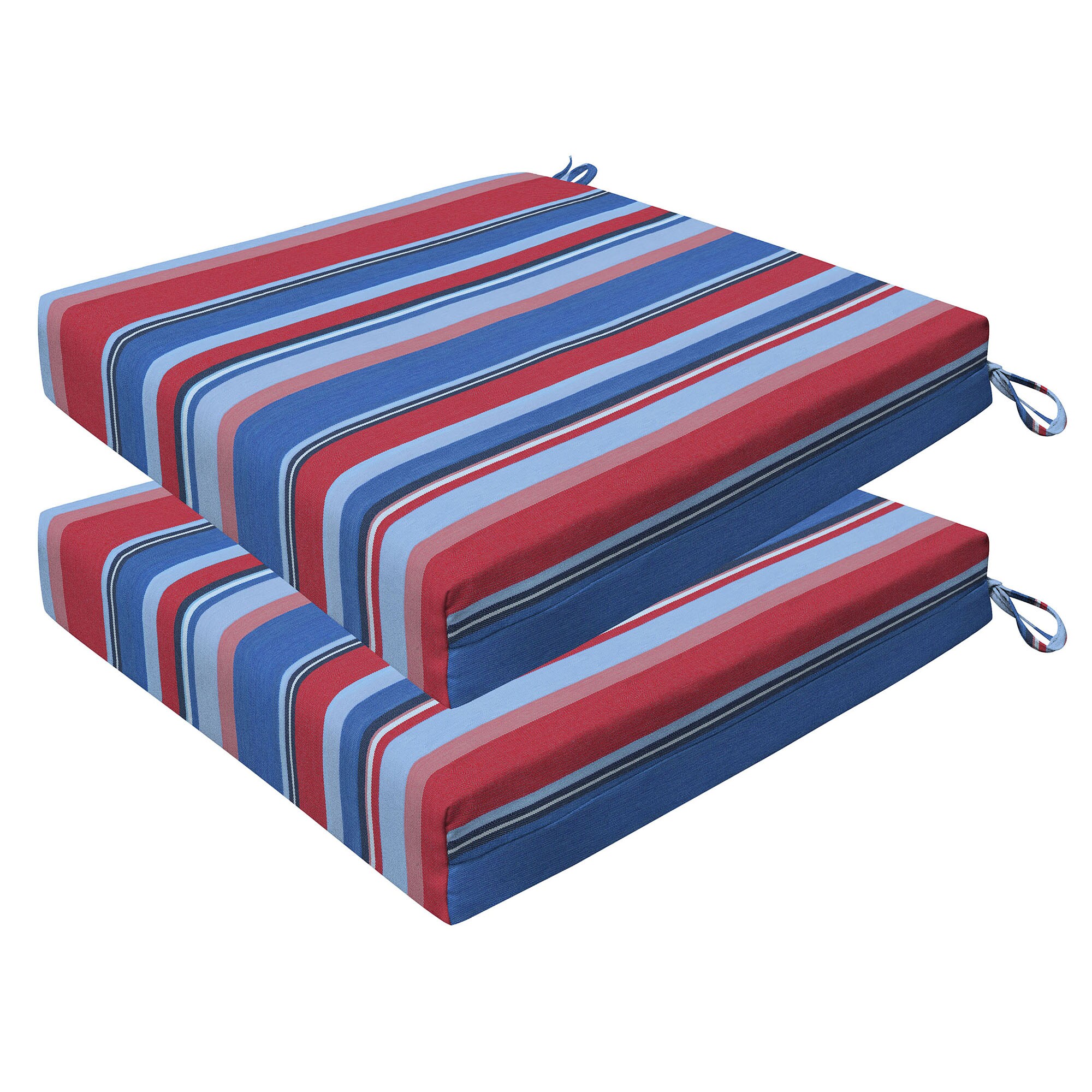 3i Products 21312S-201A166 20-in x 20-in 2 -Piece Stripe Blue Red Patio chair cushion
