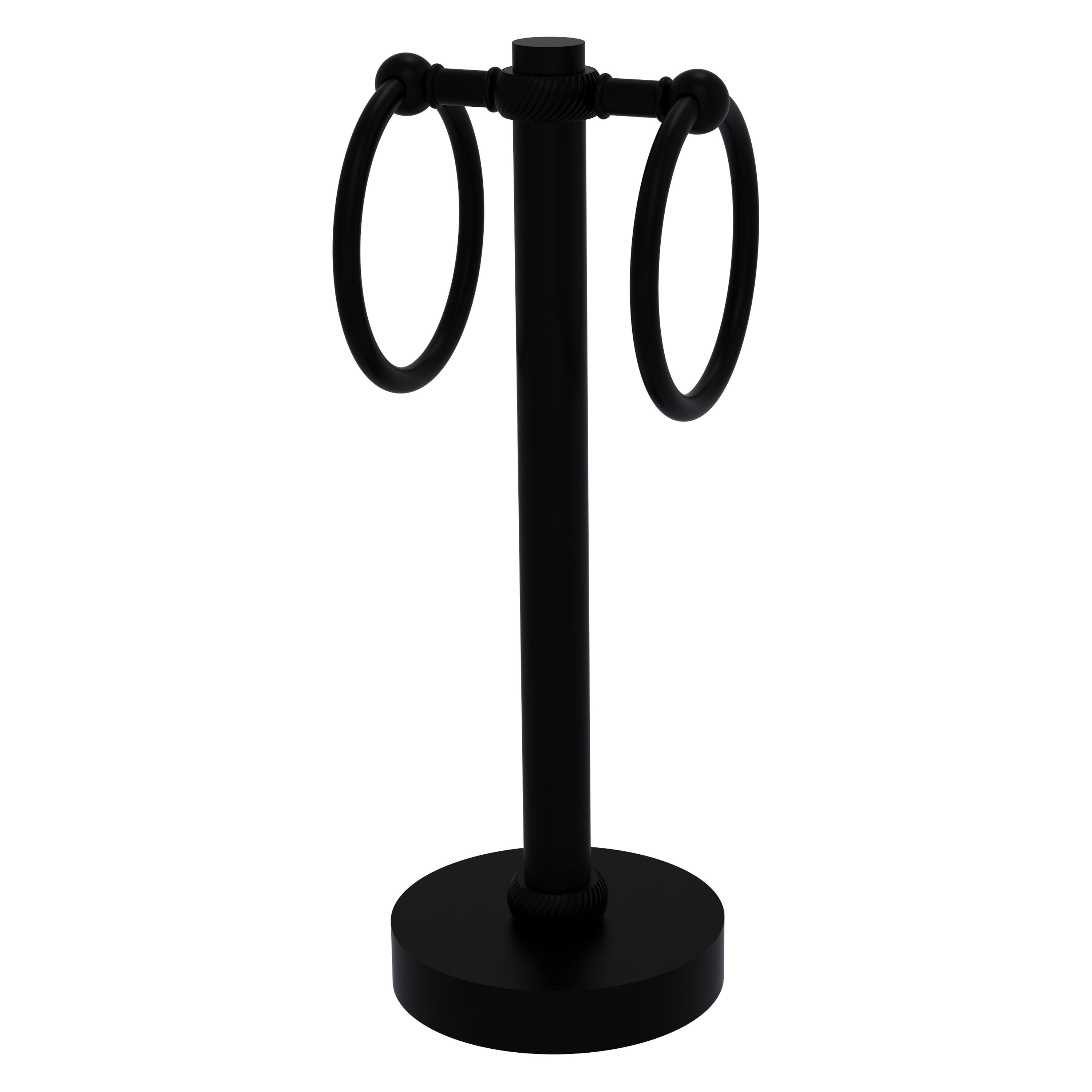 Allied Brass 953T-BKM Matte Black Freestanding countertop Double Towel Ring